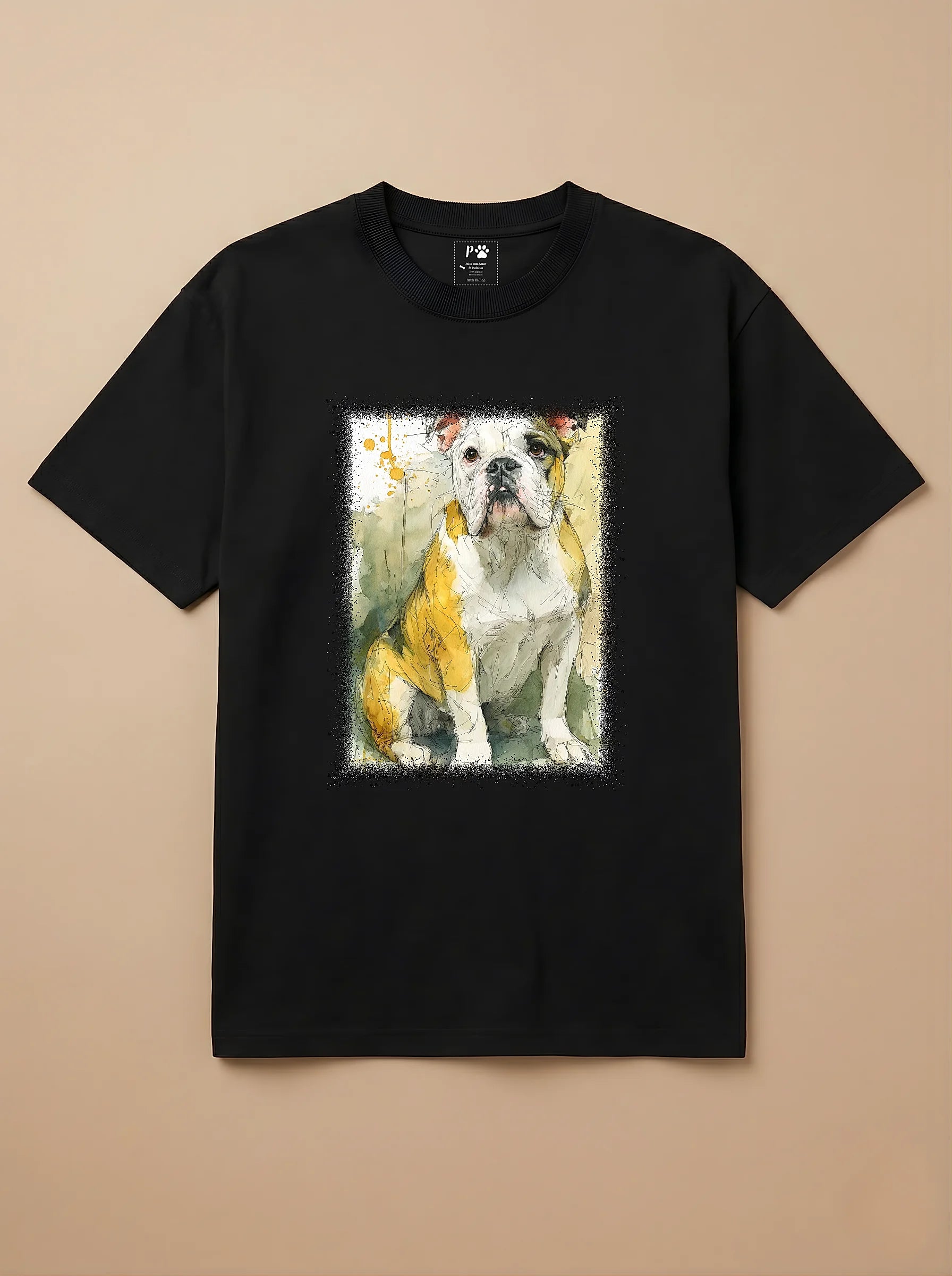 Camisa Aquarela - Bulldog Inglês