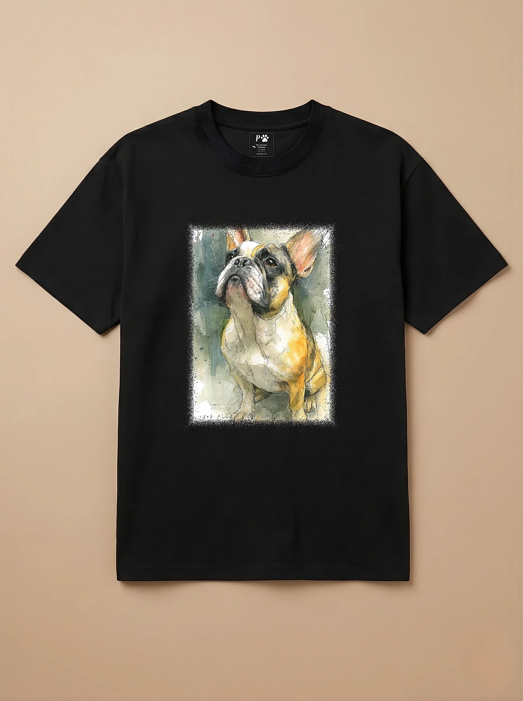 Camisa Aquarela - Bulldog Francês