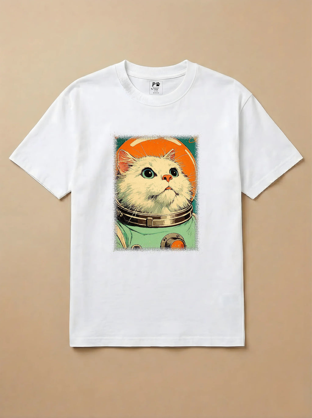 Camisa Astronauta - Gato Branco