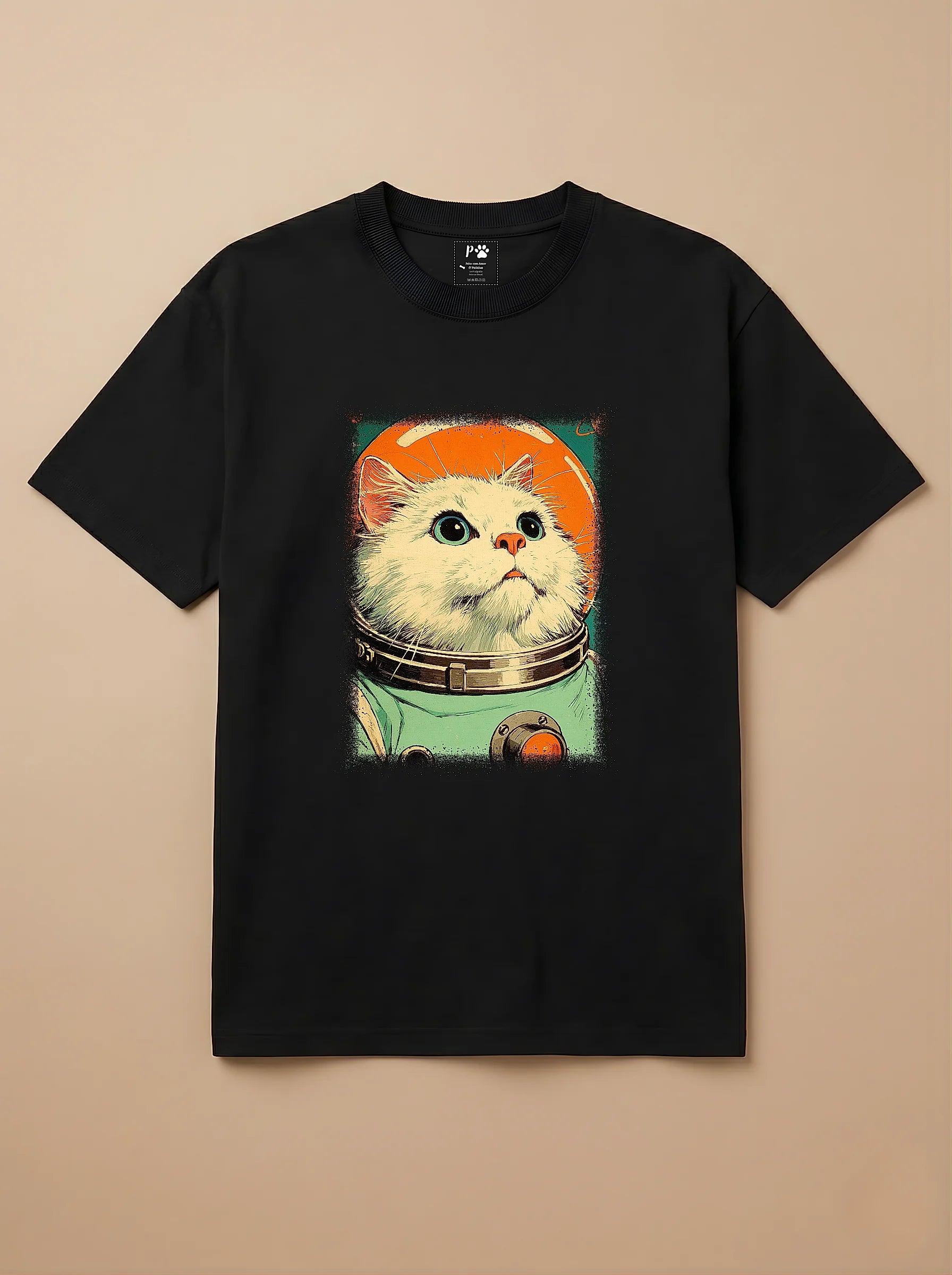 Camisa Astronauta - Gato Branco
