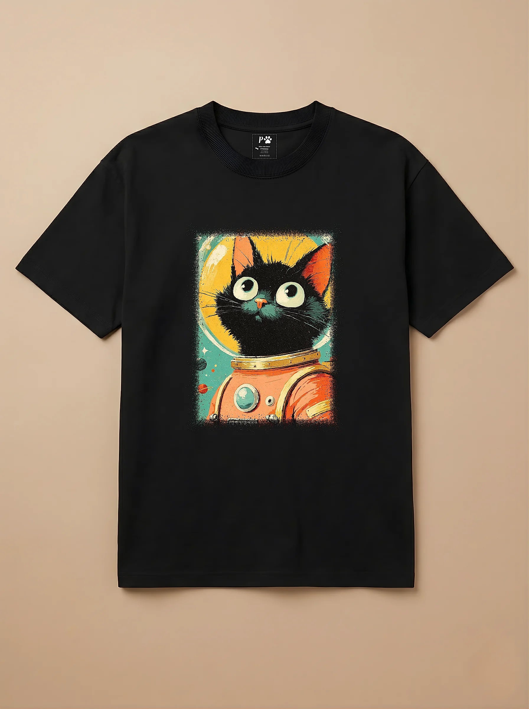 Camisa Astronauta - Gato Preto