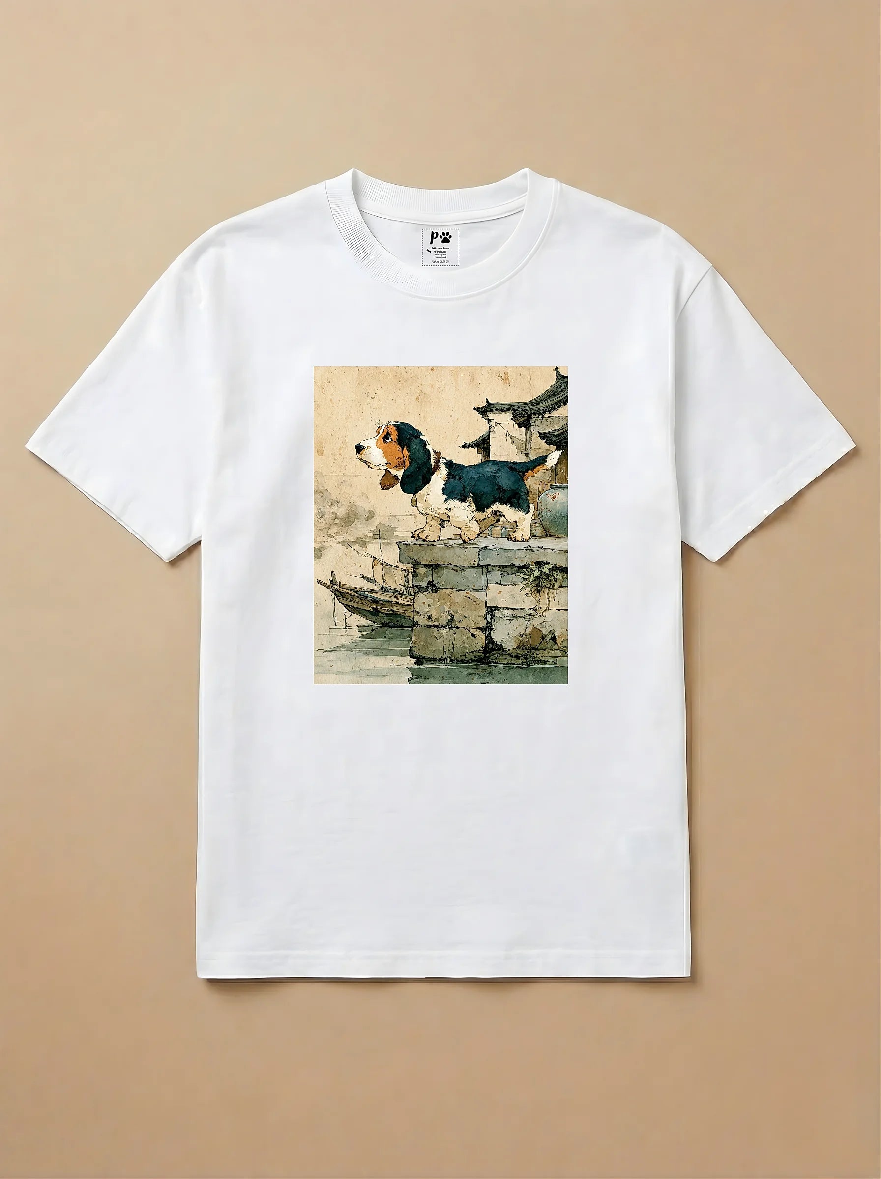 Camisa Arte Chinesa - Basset Hound