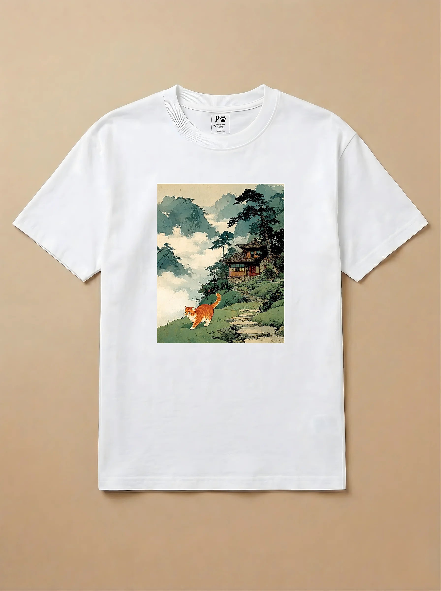 Camisa Arte Chinesa - Gato Laranja