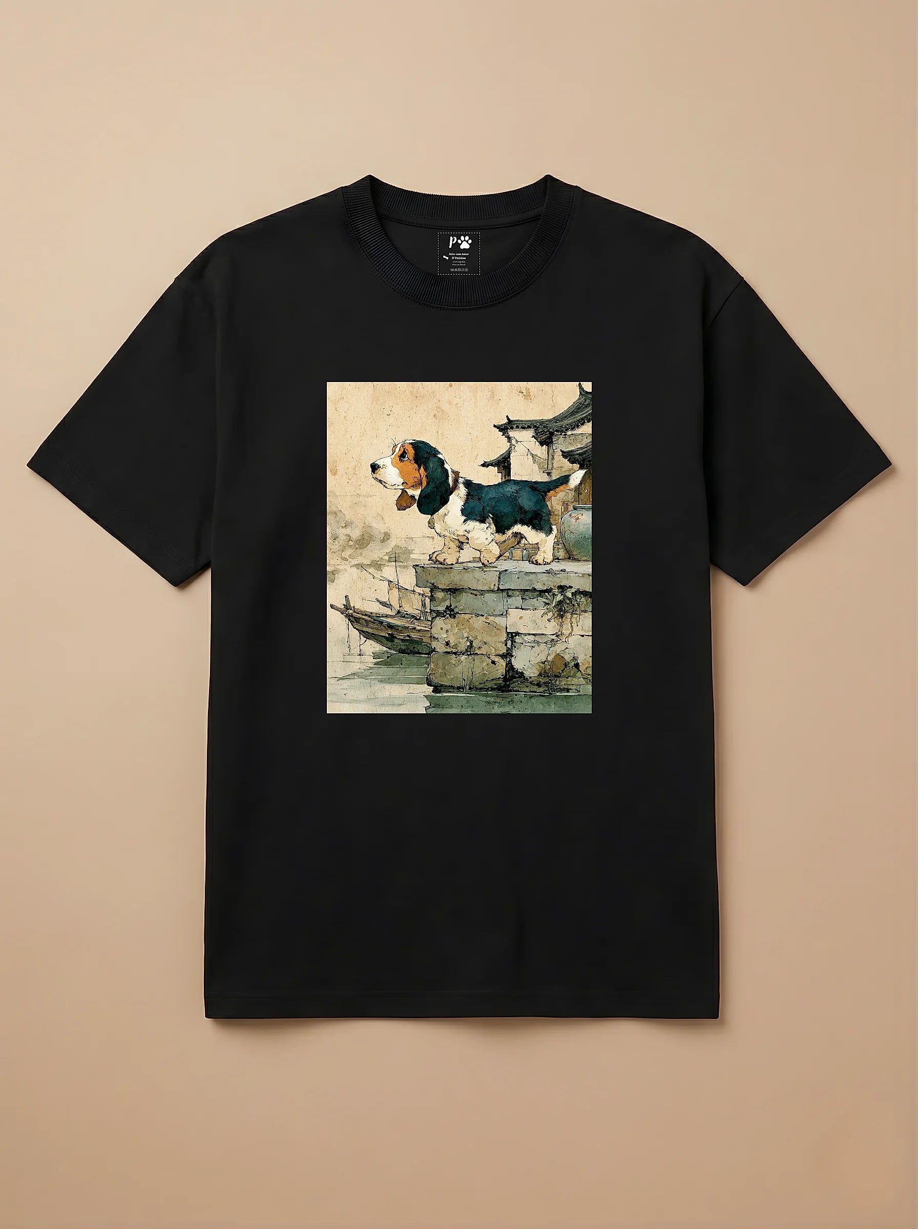 Camisa Arte Chinesa - Basset Hound