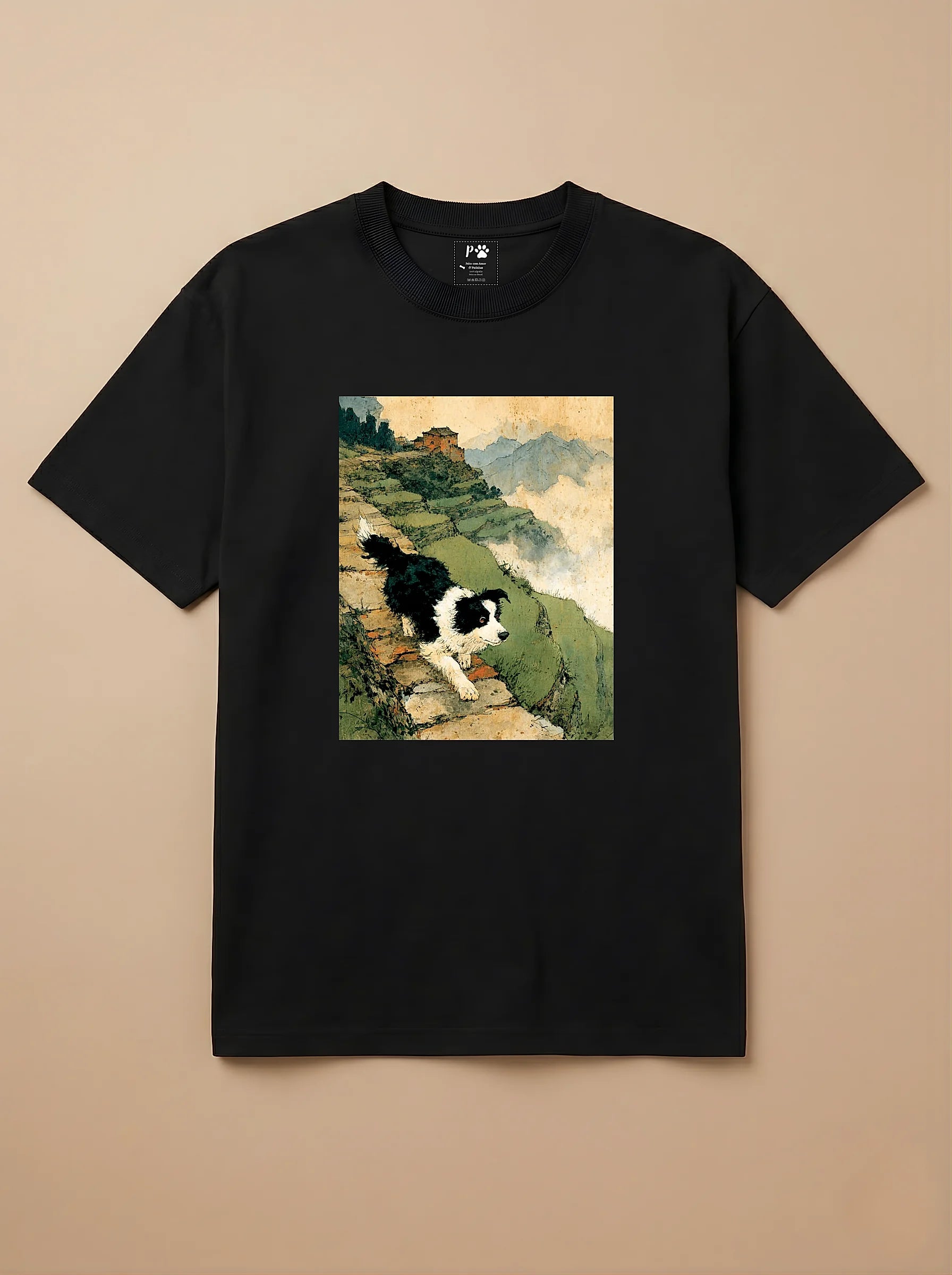 Camisa Arte Chinesa - Border Collie