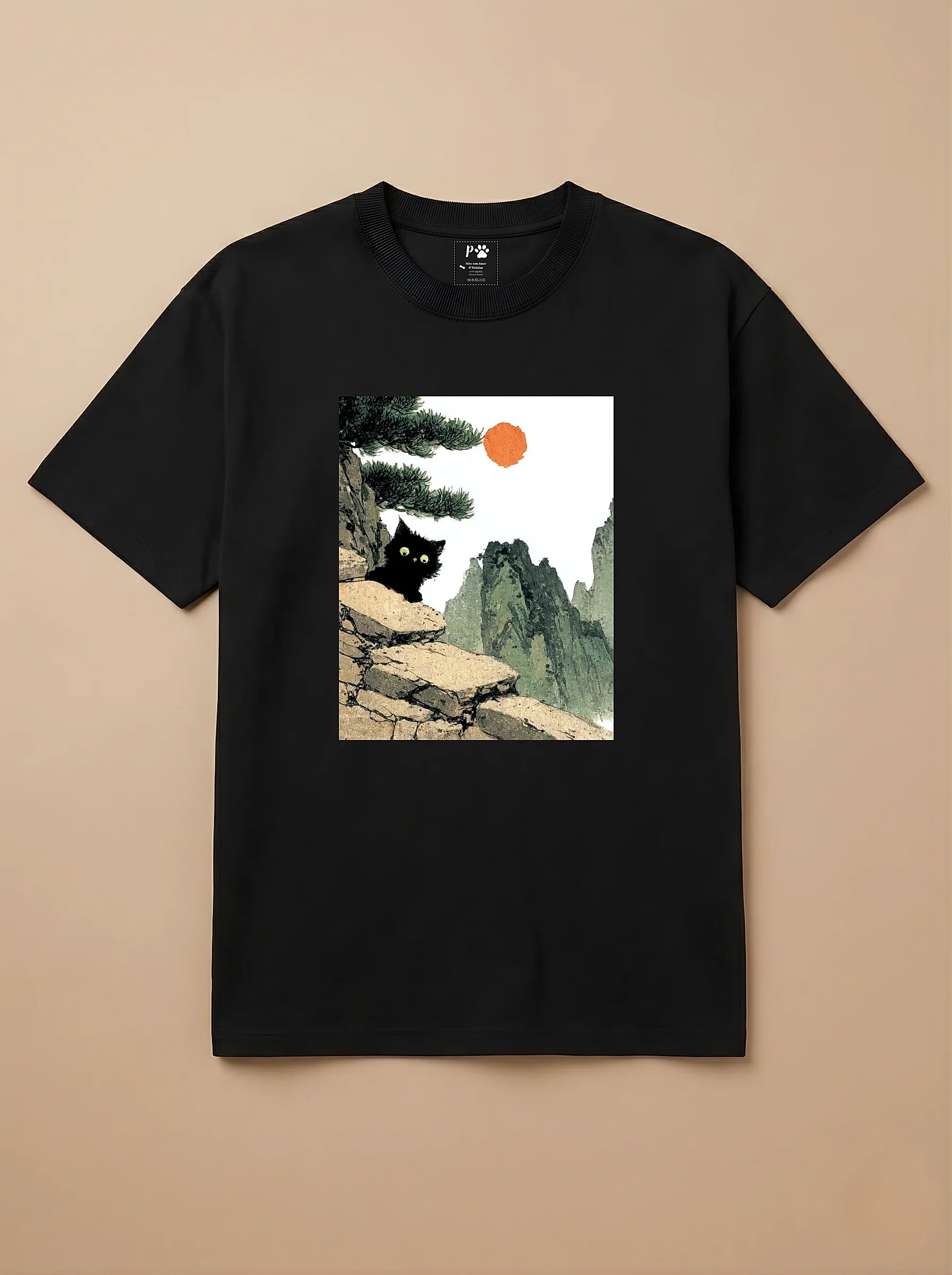 Camisa Arte Chinesa - Gato Preto