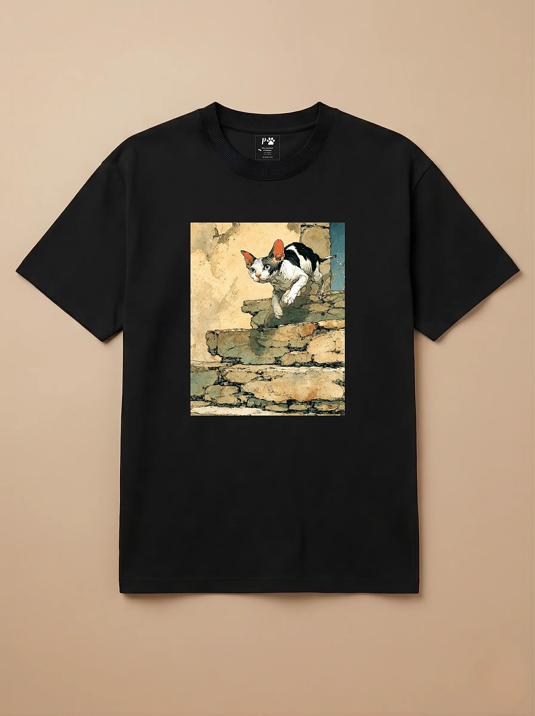 Camisa Arte Chinesa -  Gato Sphynx