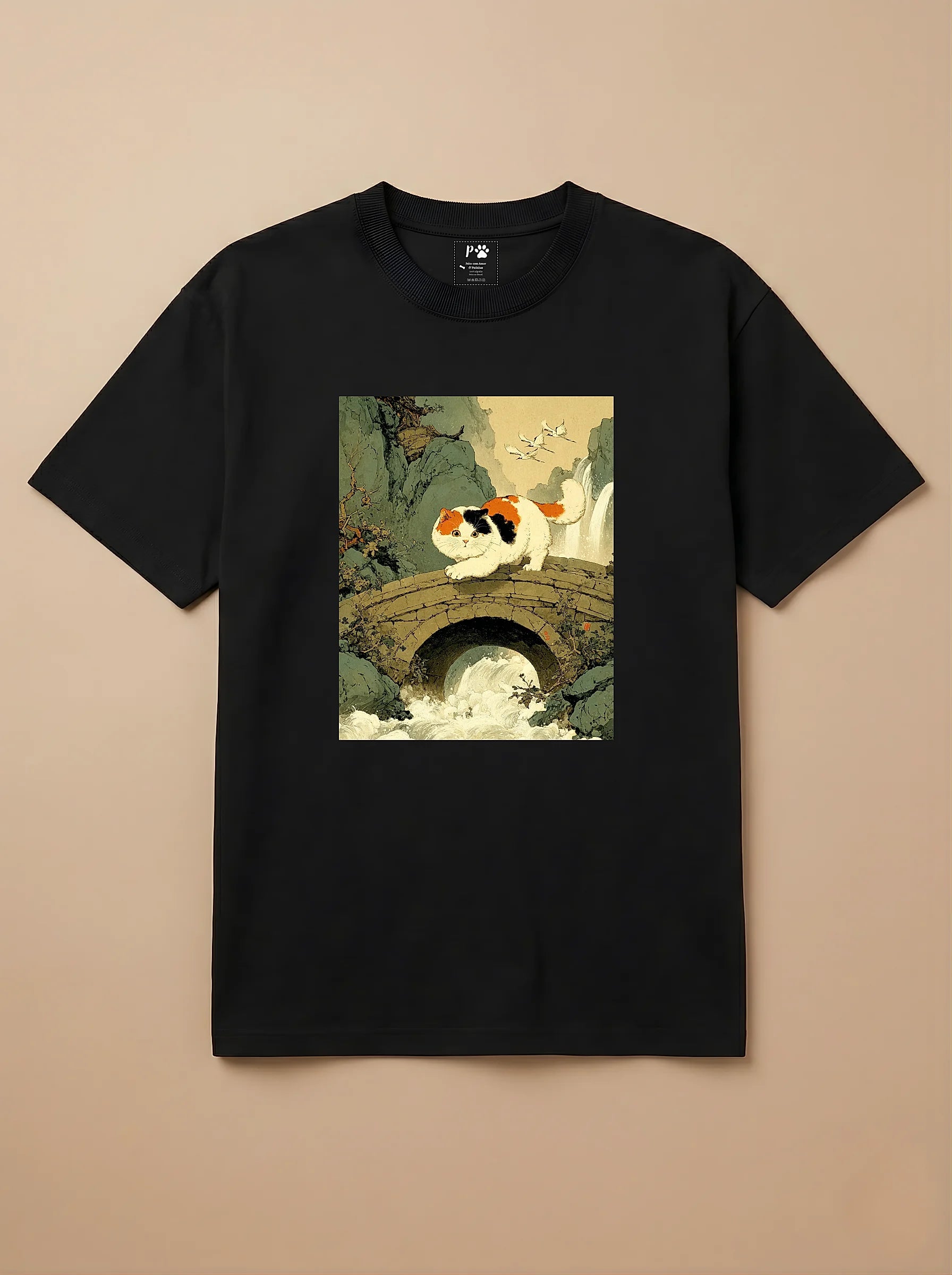 Camisa Arte Chinesa - Gato Tricolor