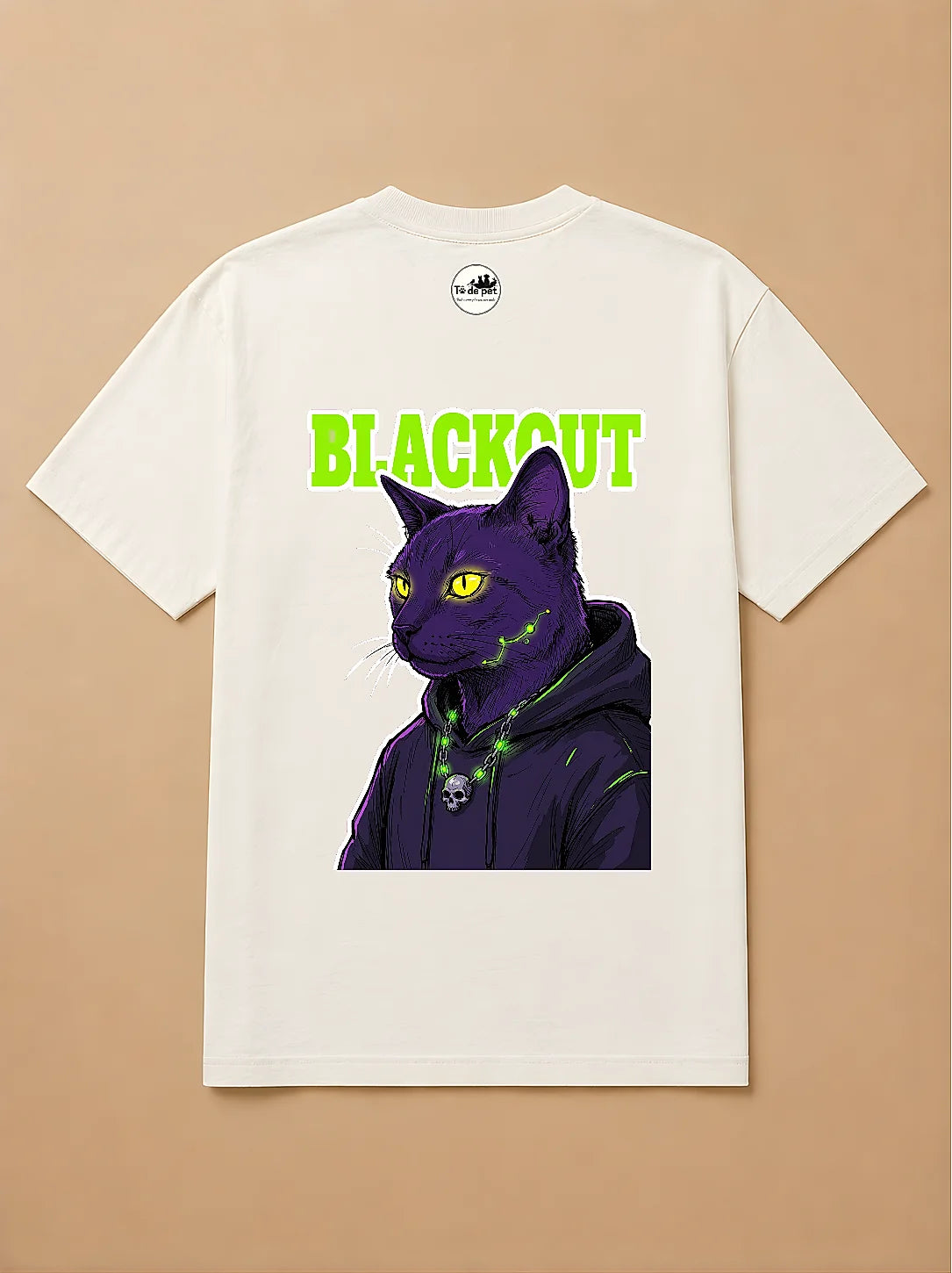 Camisa Oversized Pet Cyberpunk - Gato Preto