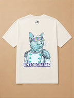 Camisa Oversized Pet Cyberpunk - Gato Branco