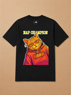 Camisa Oversized Pet Cyberpunk - Gato Laranja
