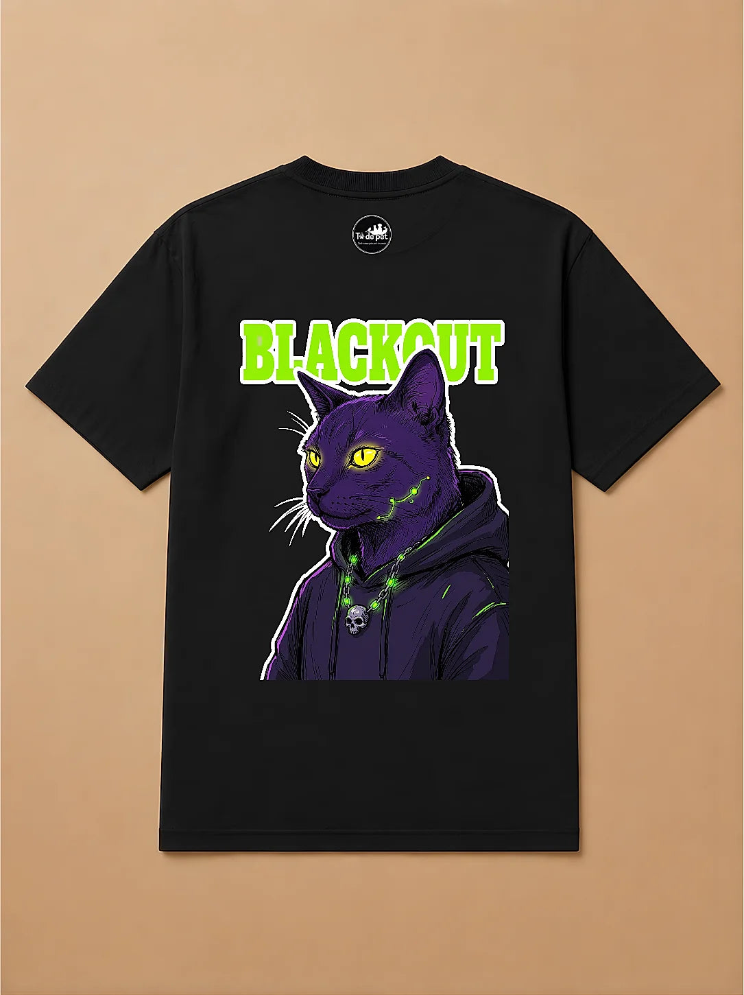 Camisa Oversized Pet Cyberpunk - Gato Preto