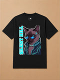 Camisa Oversized Pet Cyberpunk - Gato Siamês
