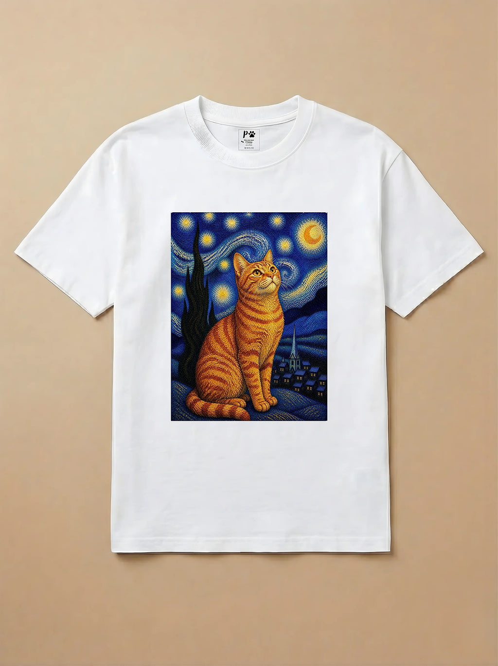 Camisa Noite Estrelada - Gato Laranja