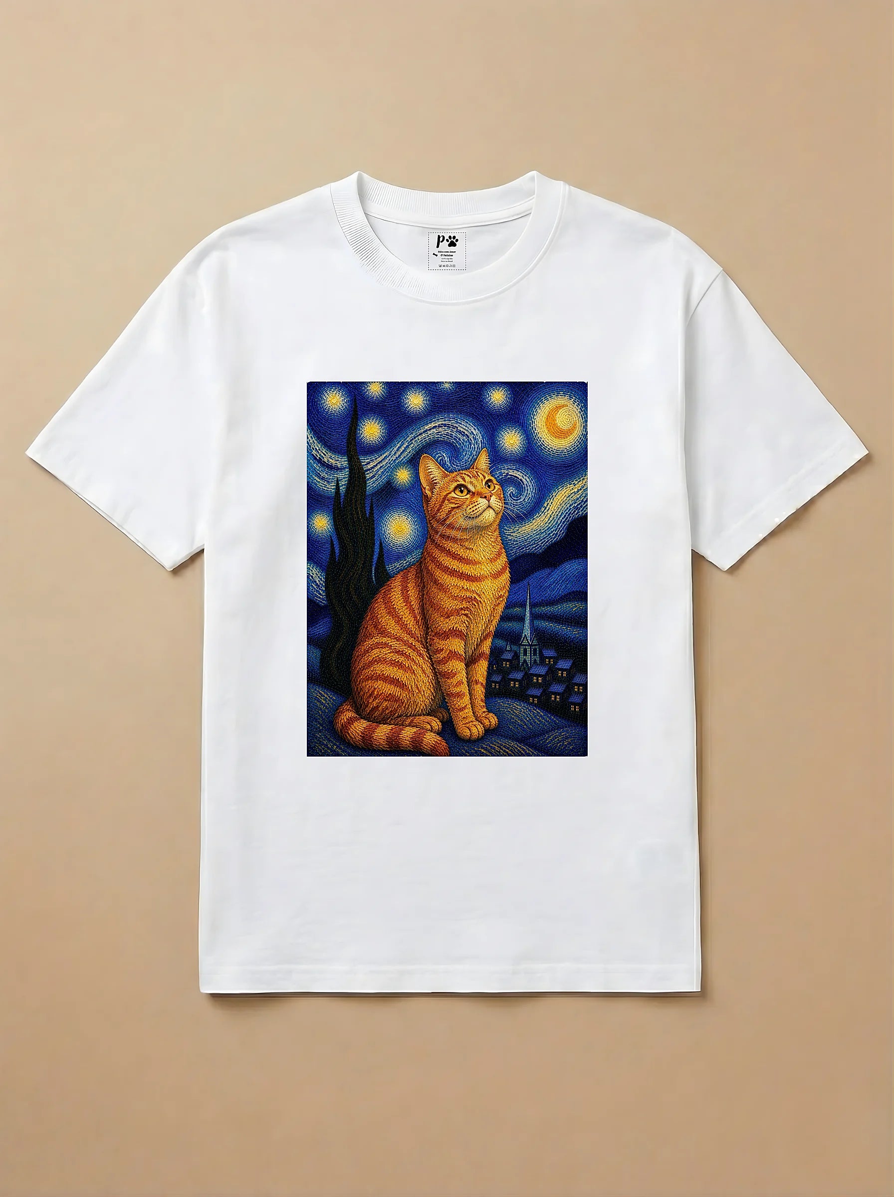 Camisa Noite Estrelada - Gato Laranja