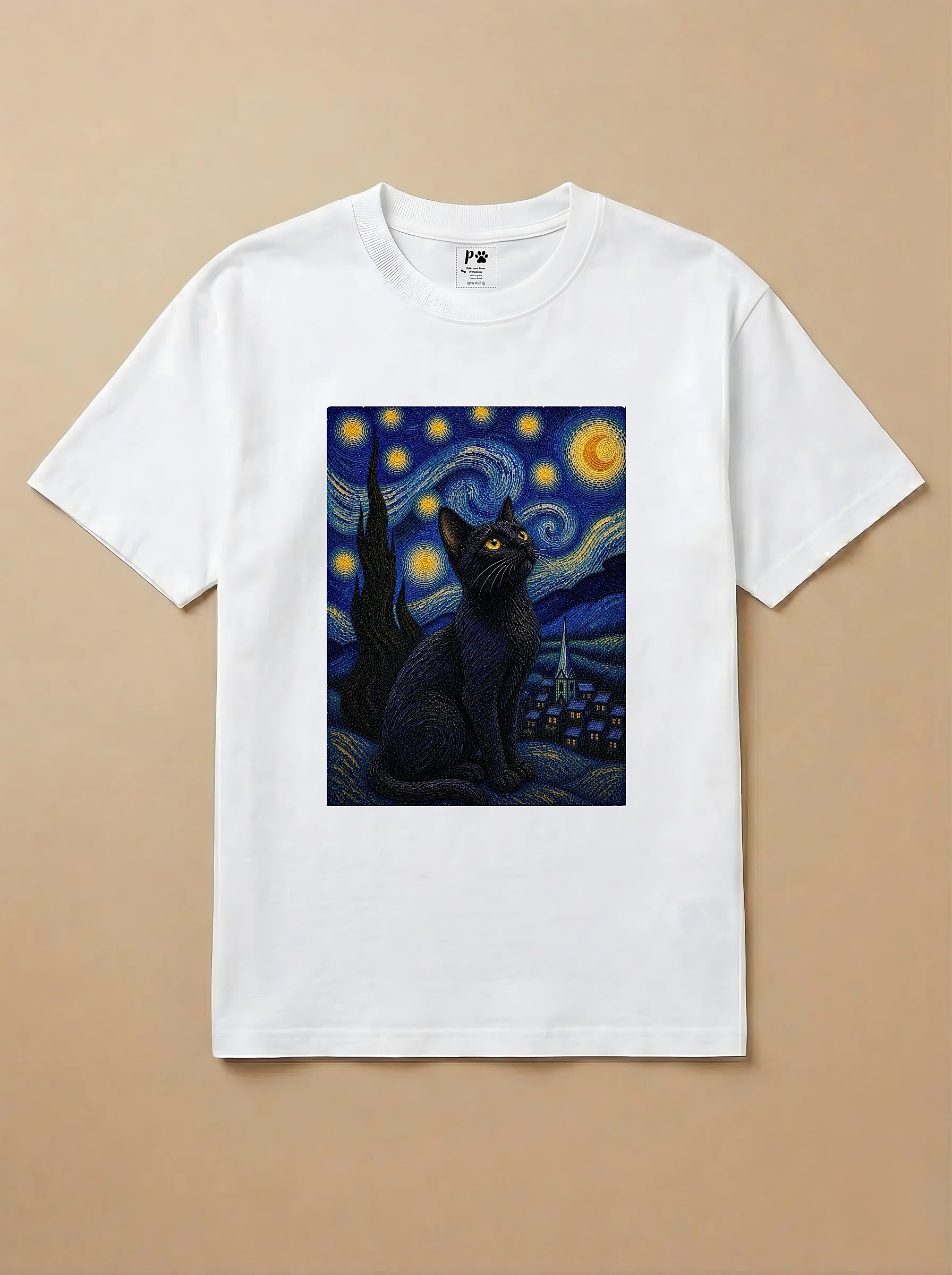 Camisa Noite Estrelada - Gato Preto