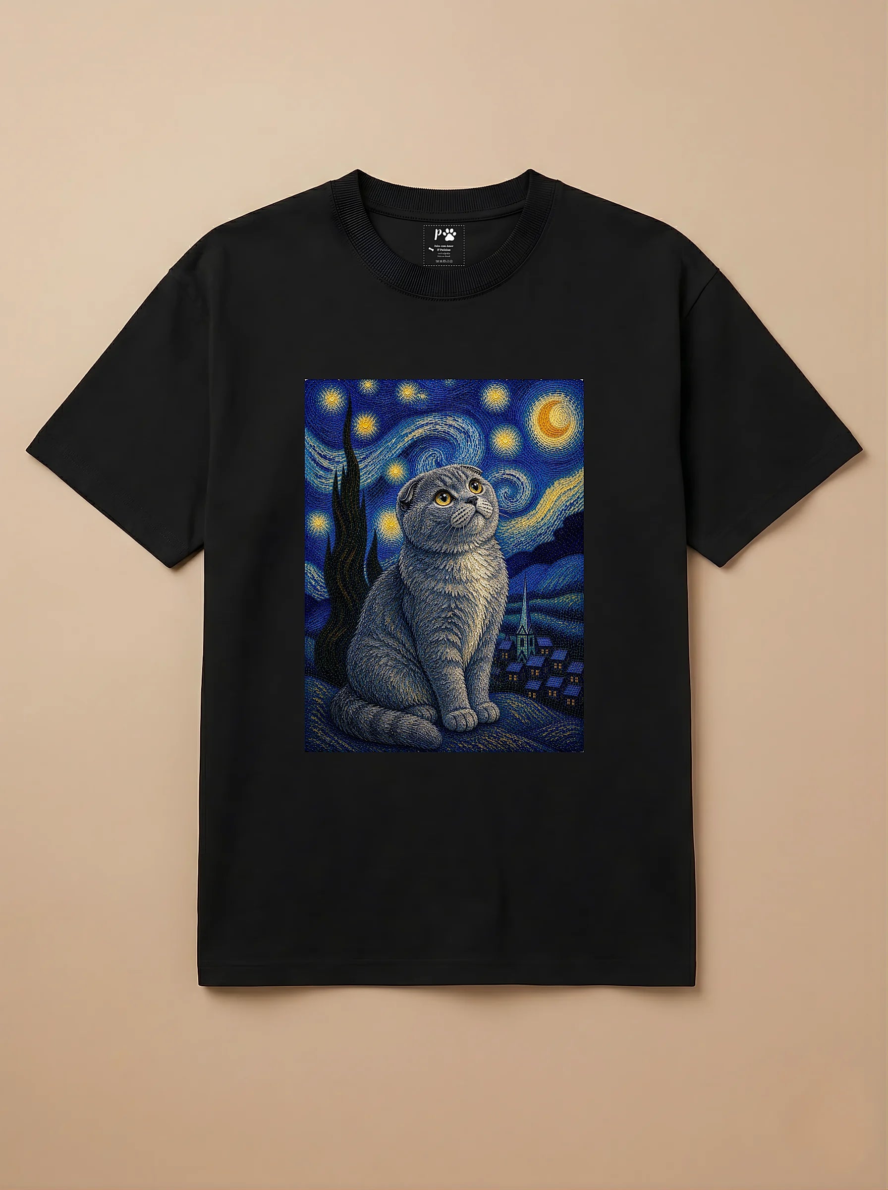 Camisa Noite Estrelada - Gato Escocês