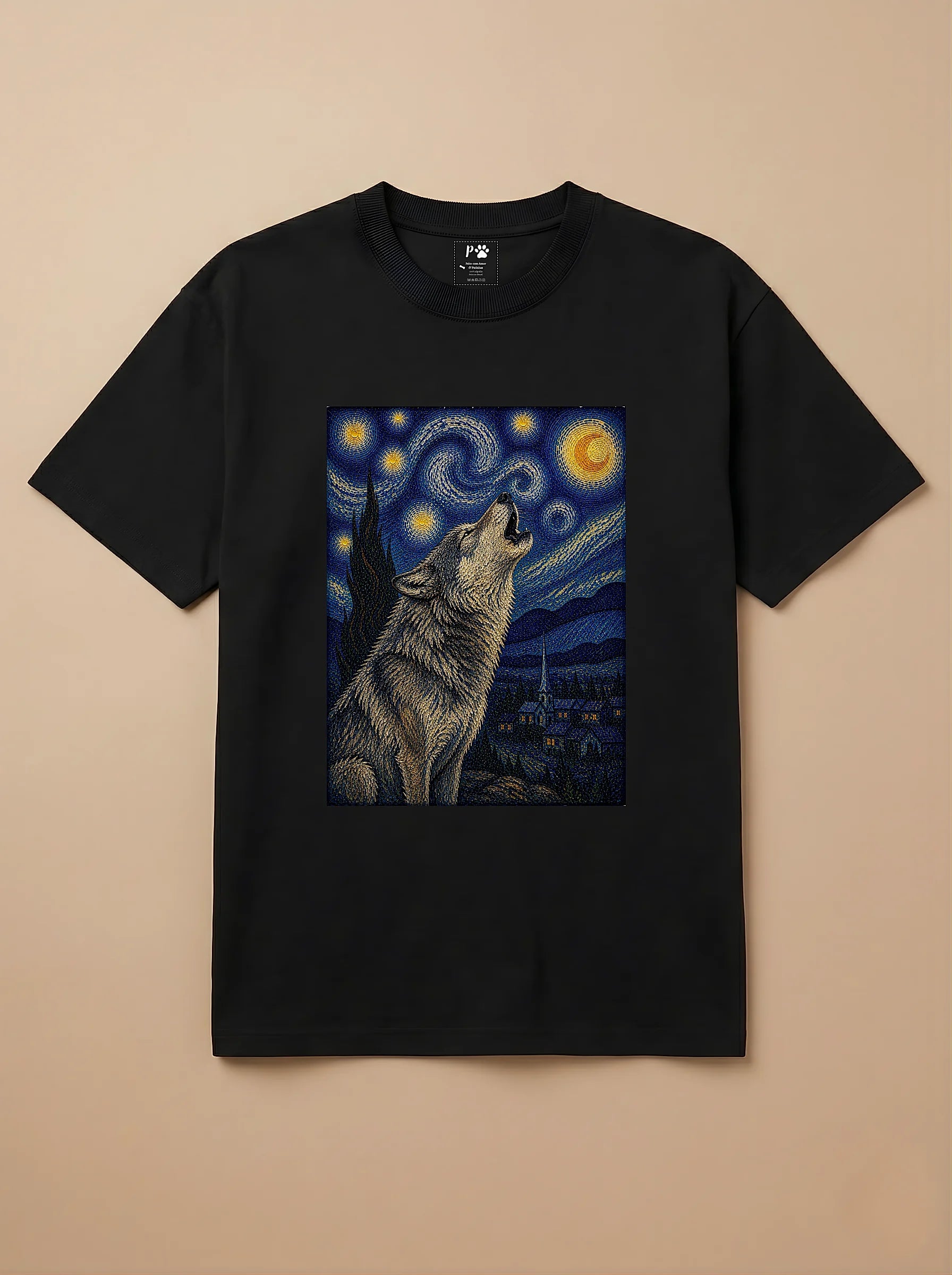 Camisa Noite Estrelada - Lobo
