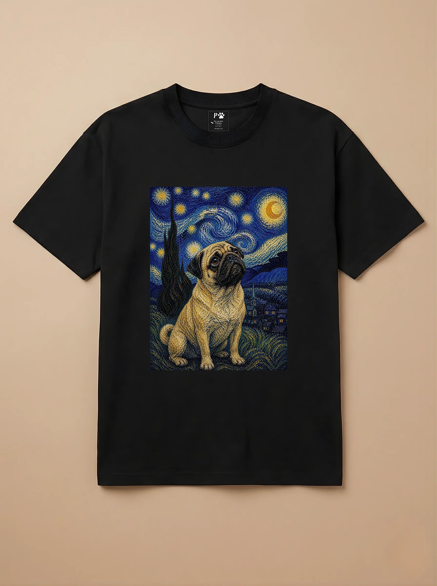 Camisa Noite Estrelada - Pug