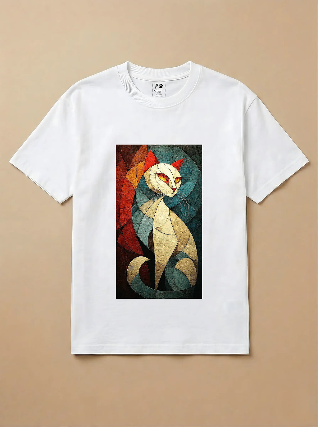 Camisa Cubismo - Gato Branco