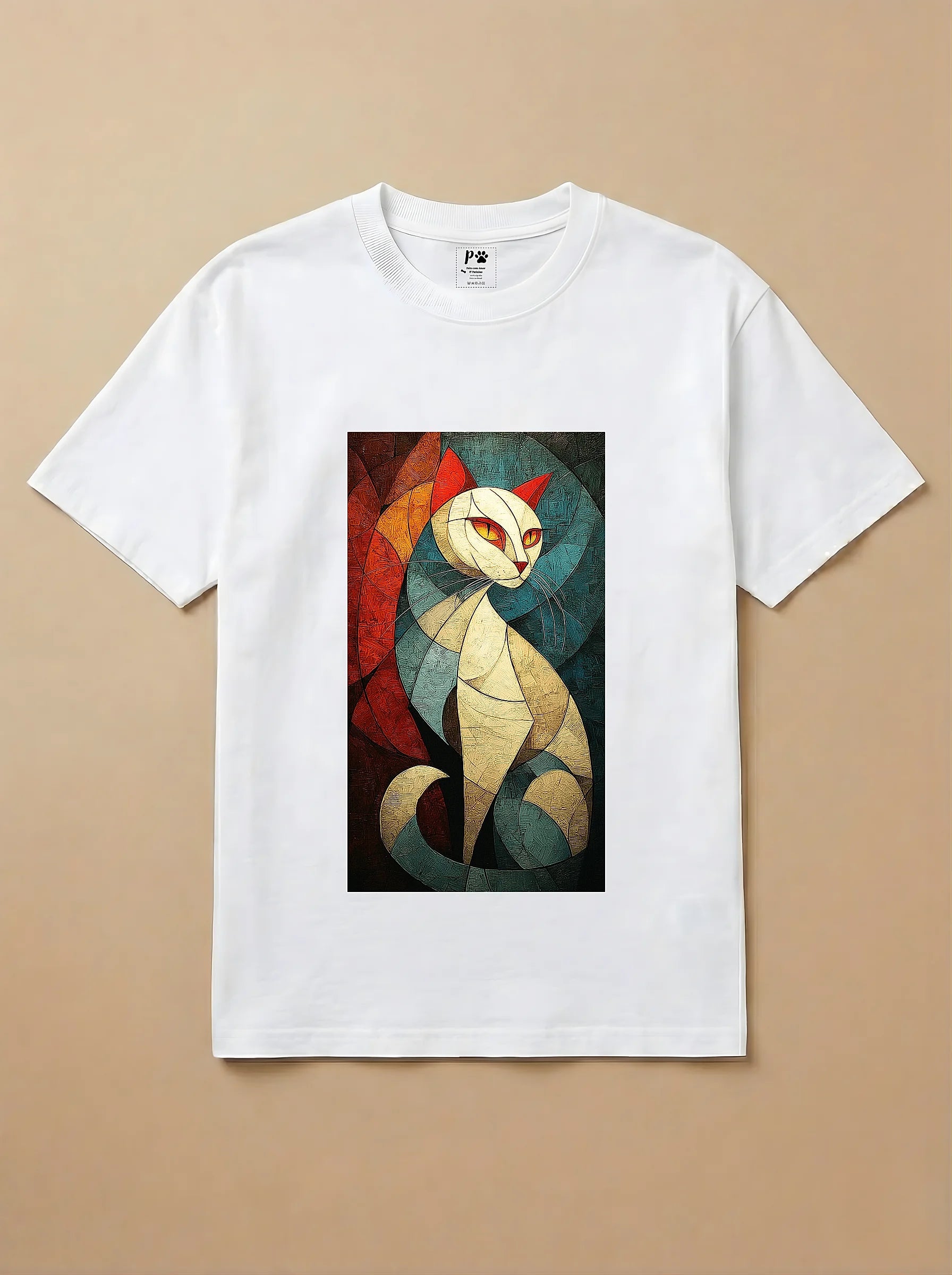 Camisa Cubismo - Gato Branco