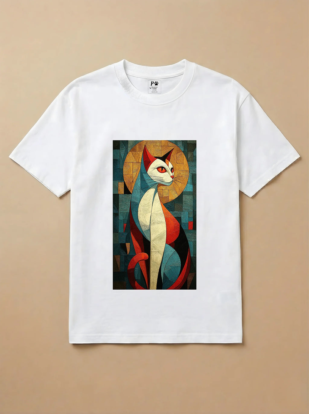 Camisa Cubismo - Gato Tricolor