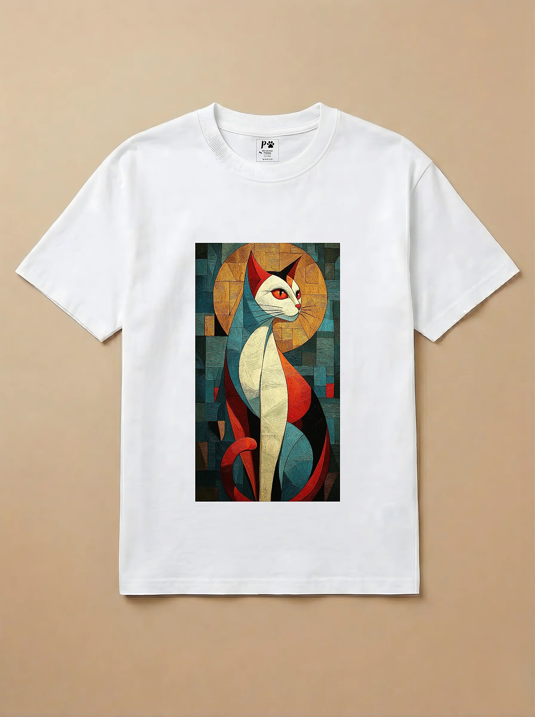 Camisa Cubismo - Gato Tricolor