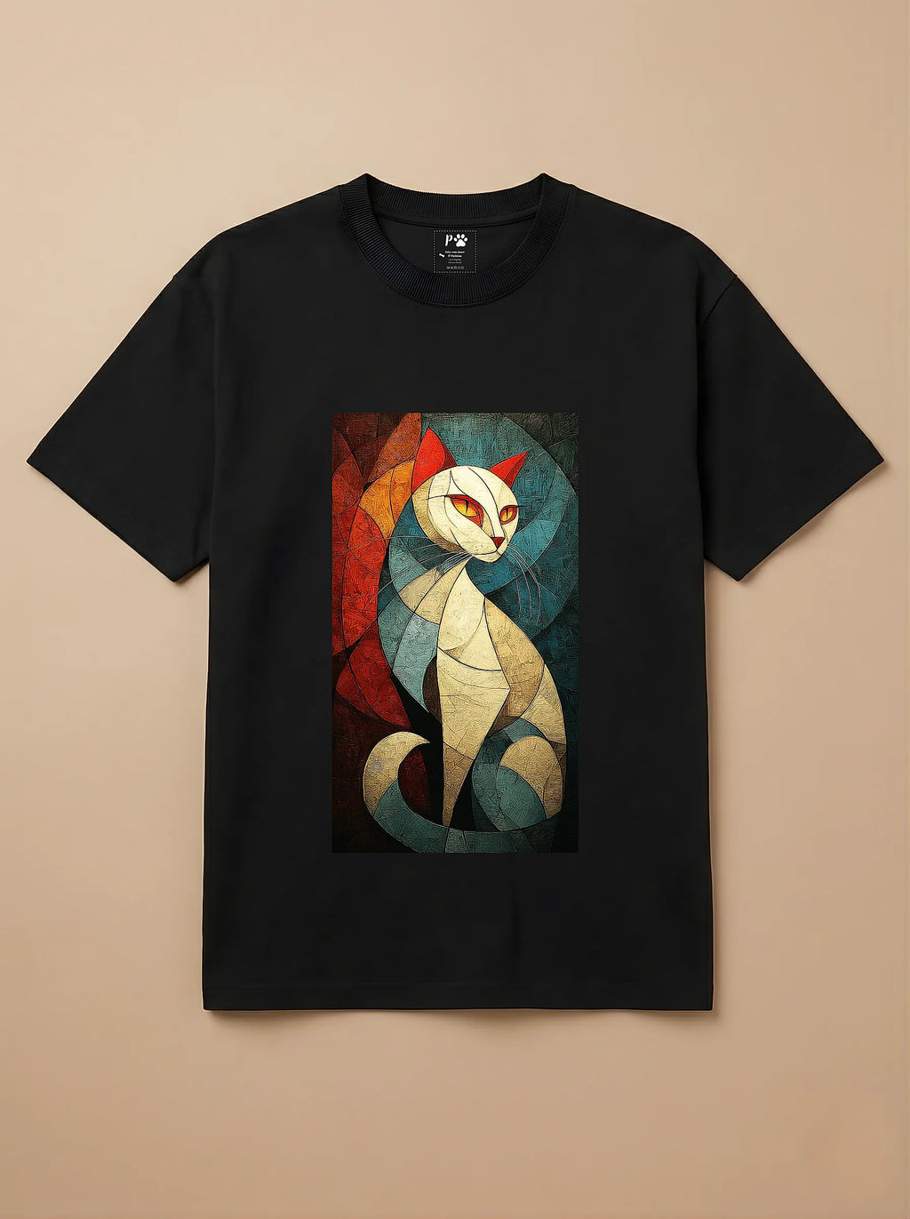Camisa Cubismo - Gato Branco
