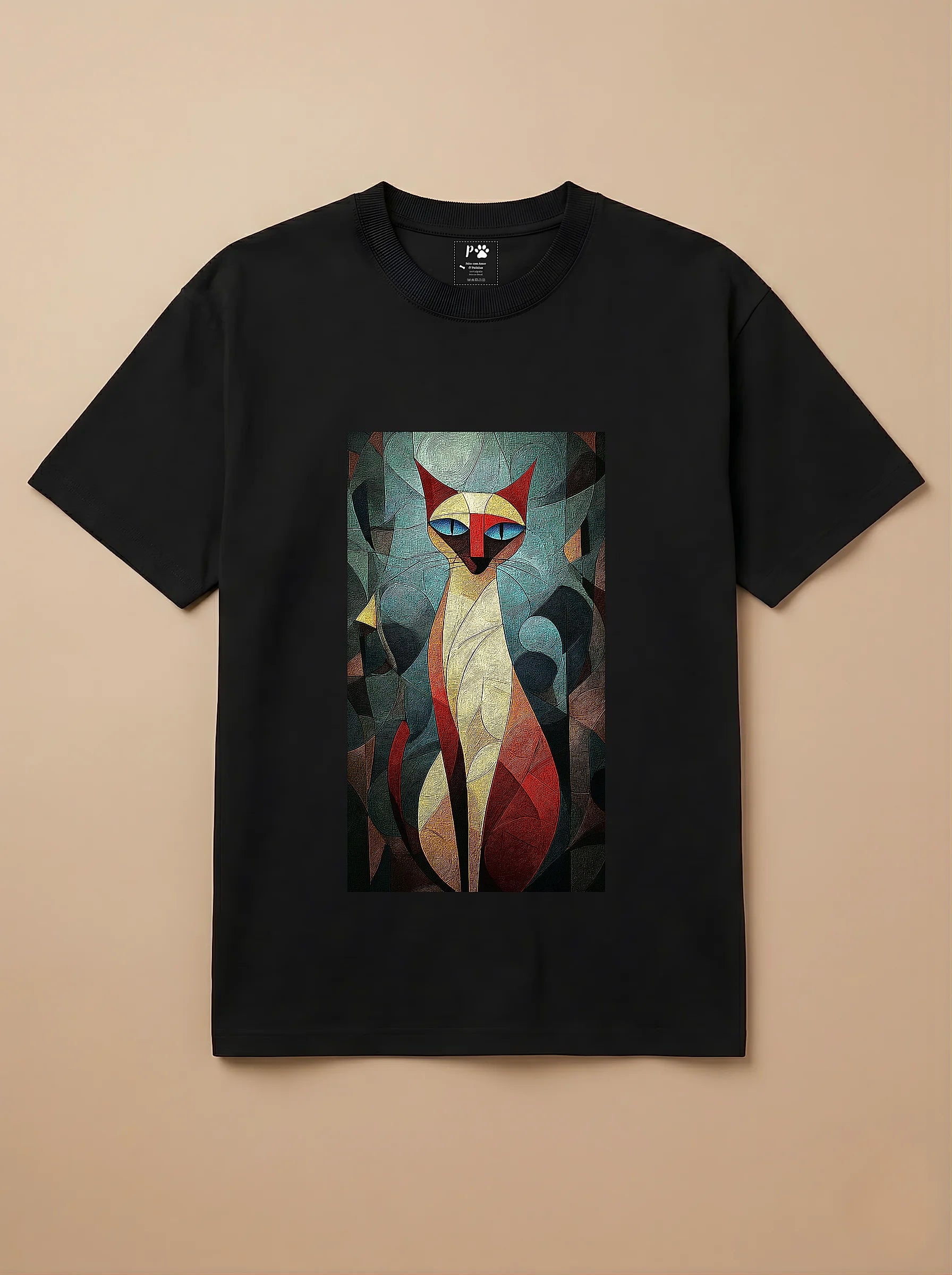 Camisa Cubismo - Gato Siamês