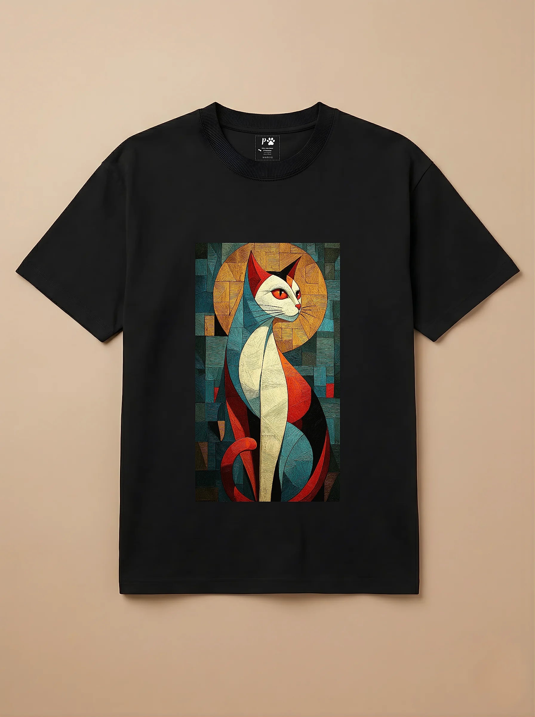 Camisa Cubismo - Gato Tricolor