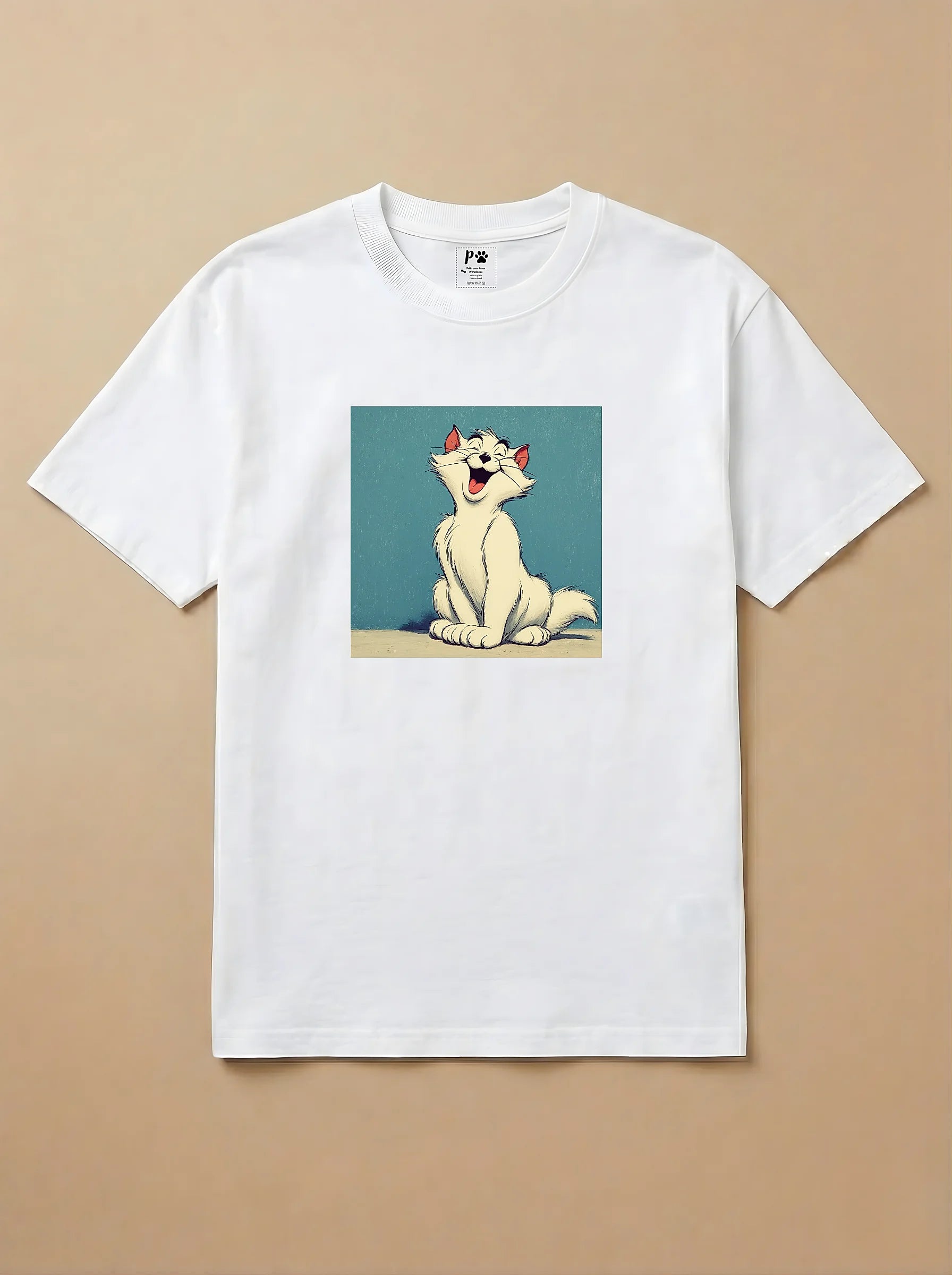 Camisa Desenho Clássico - Gato Branco
