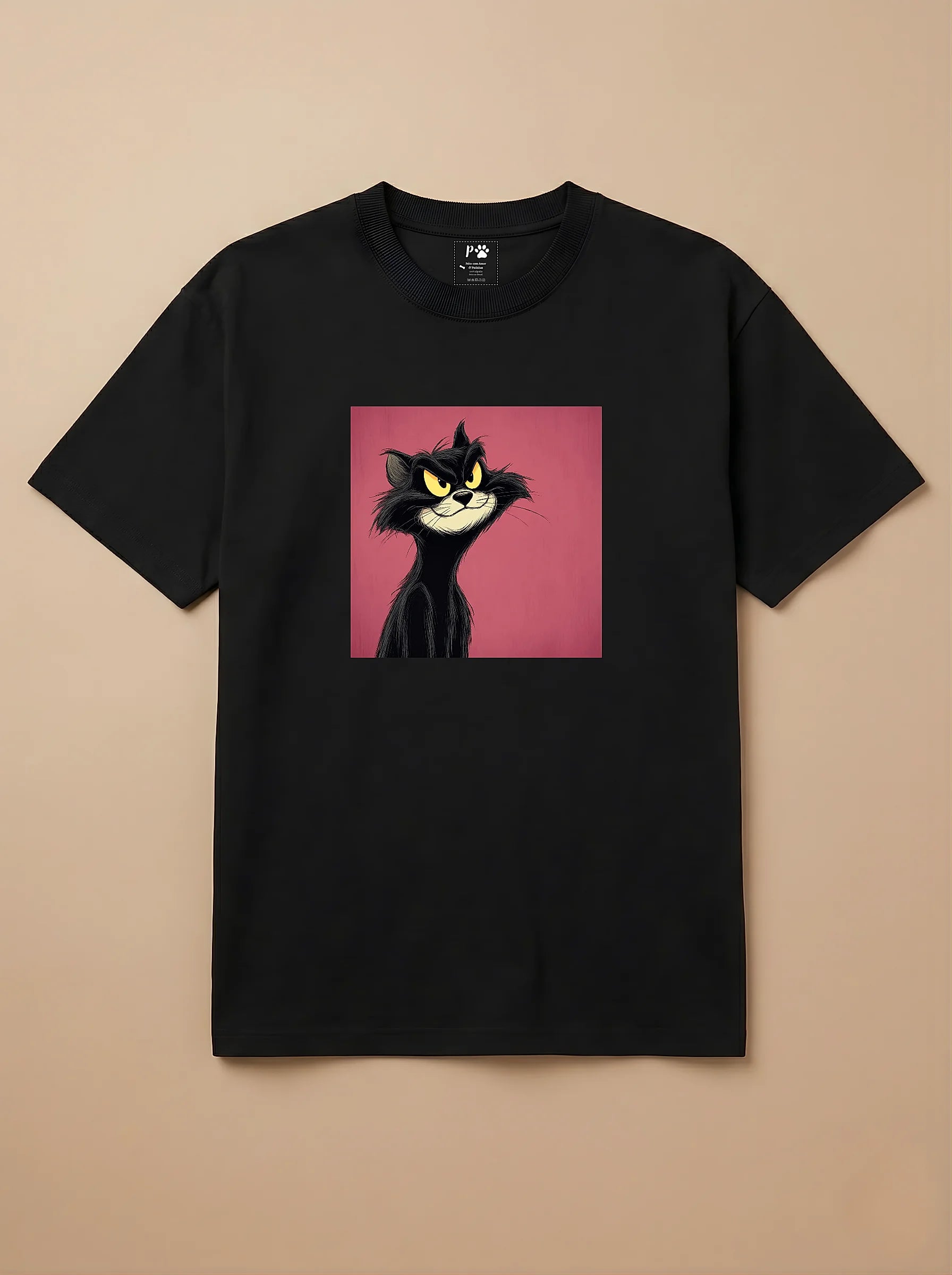 Camisa Desenho Clássico - Gato Preto