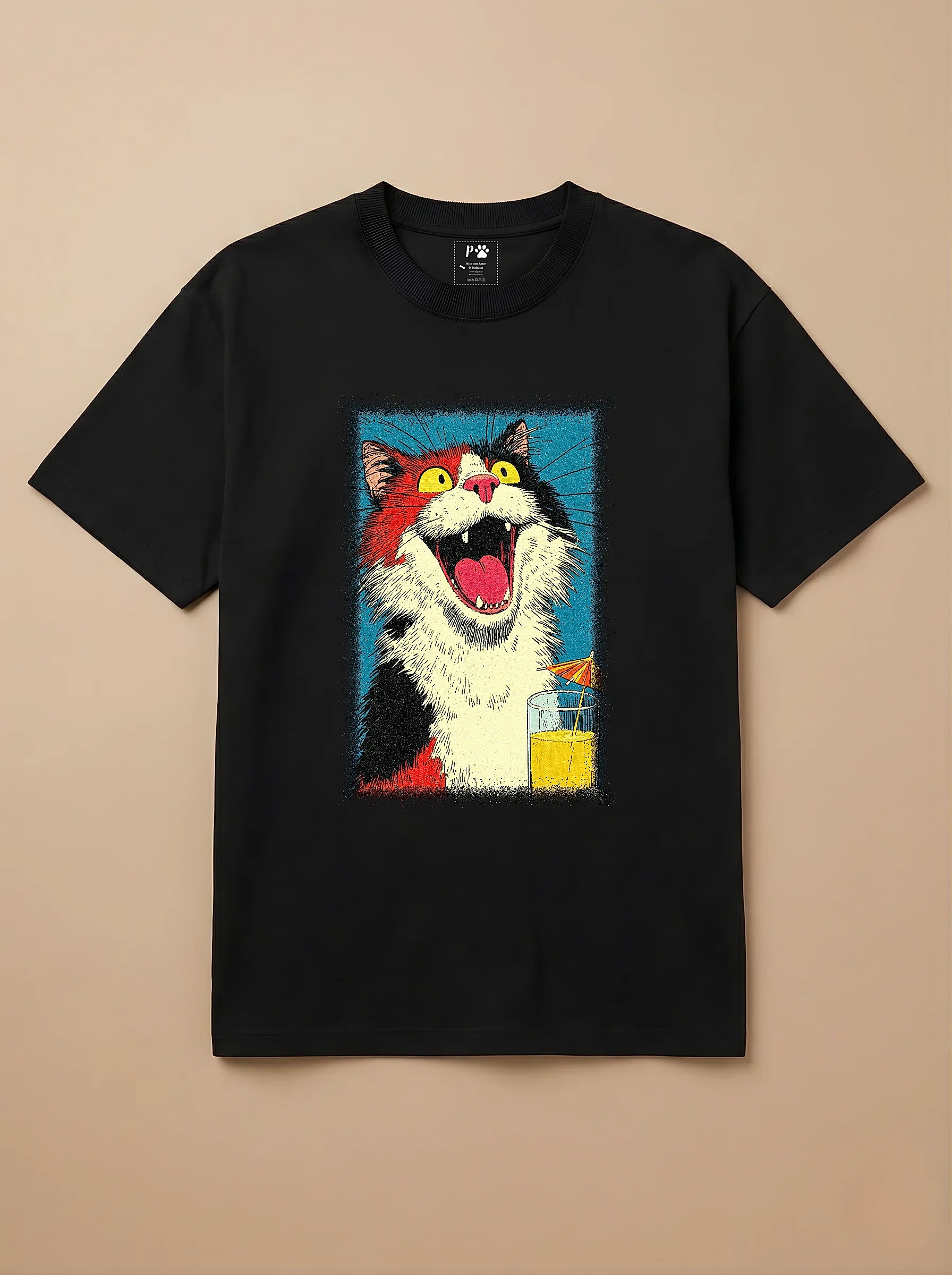 Camisa Drinks - Gato Tricolor