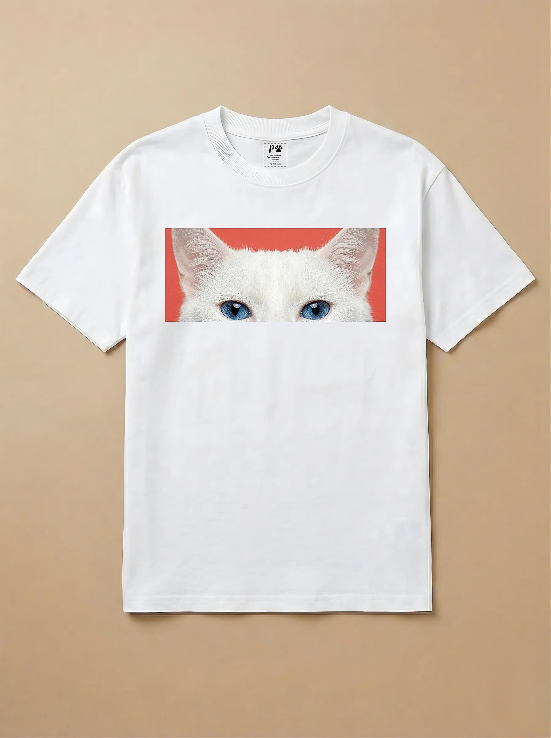 Camisa Pets Espiando - Gato Branco