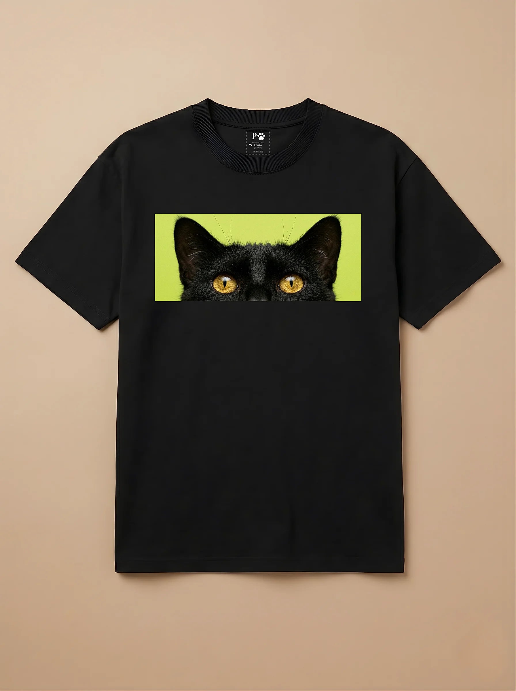 Camisa Pets Espiando - Gato Preto
