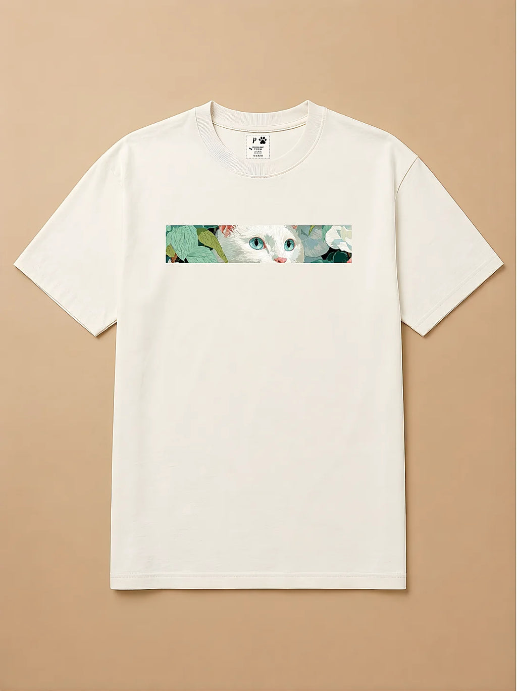 Camisa Oversized Botânica Pet - Gato Branco