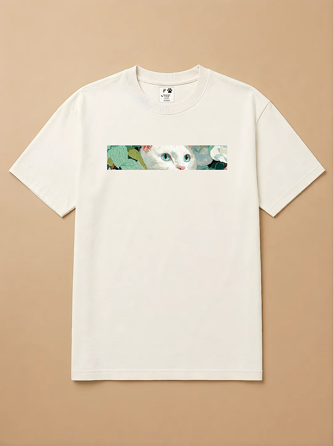 Camisa Oversized Botânica Pet - Gato Branco