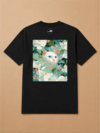 Camisa Oversized Botânica Pet - Gato Branco