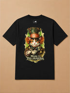 Camisa Oversized Miau no País das Maravilhas  - Gato Tricolor