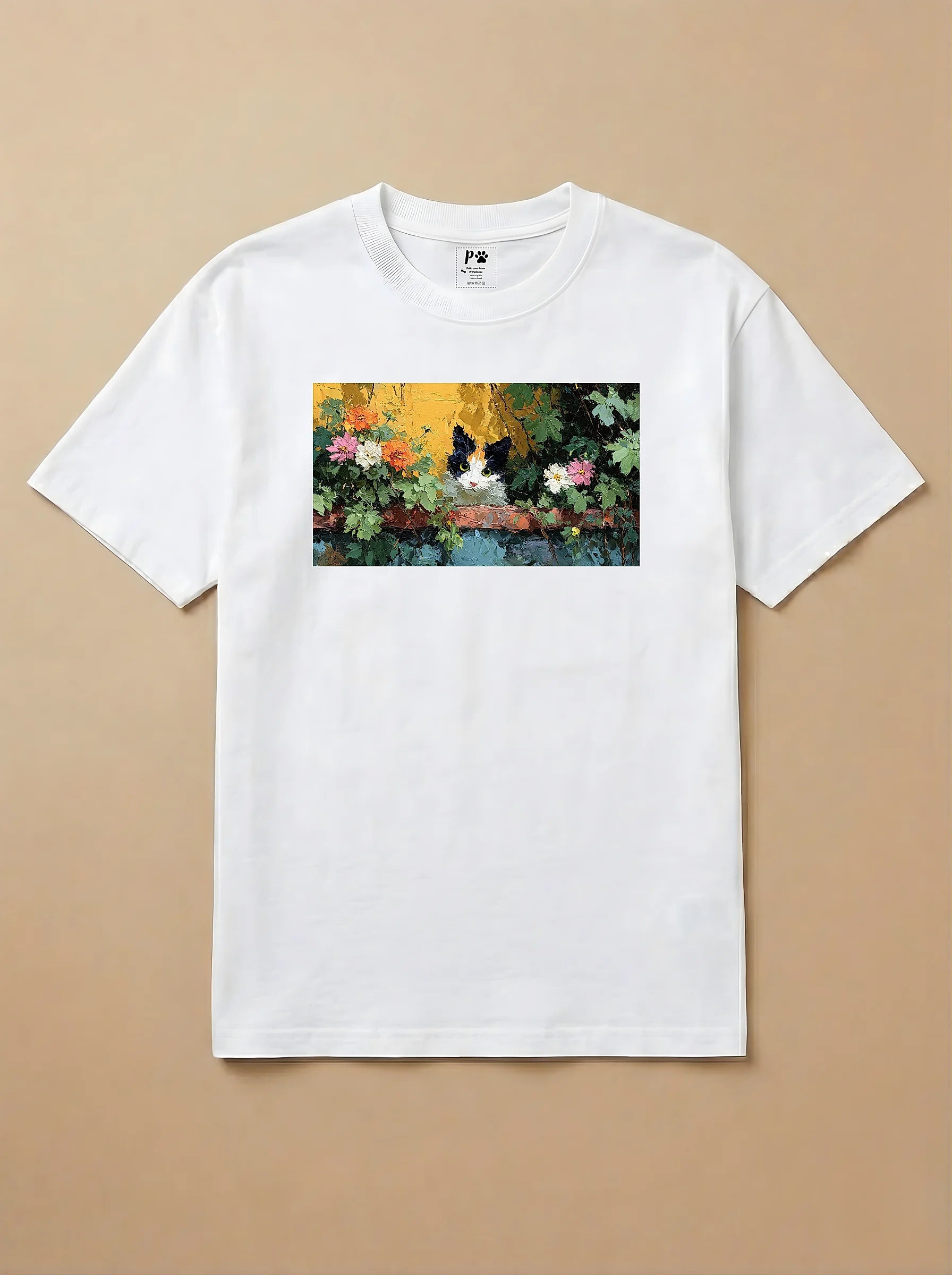 Camisa Pets em Impasto - Gato Tricolor