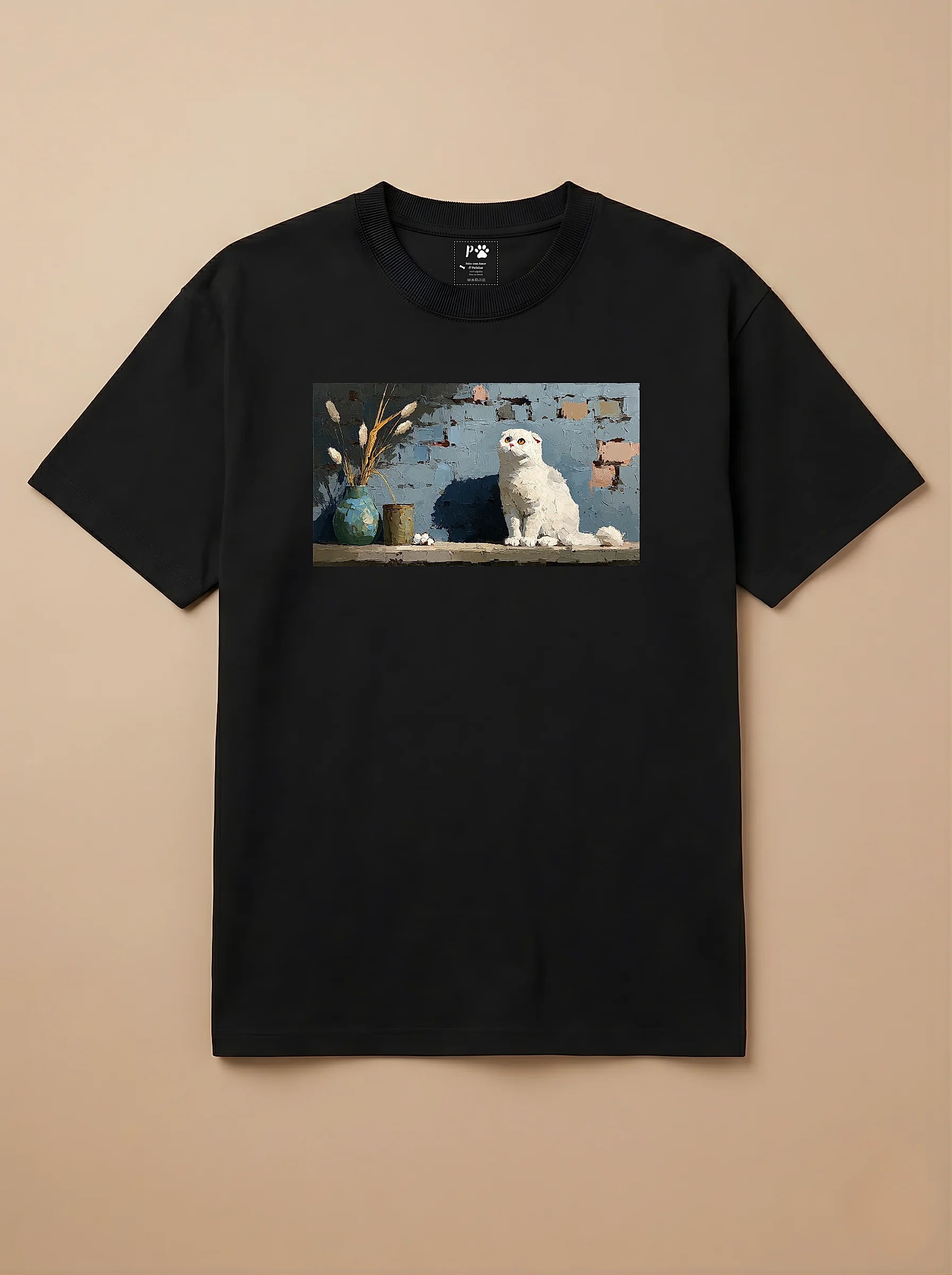 Camisa Pets em Impasto - Gato Escocês