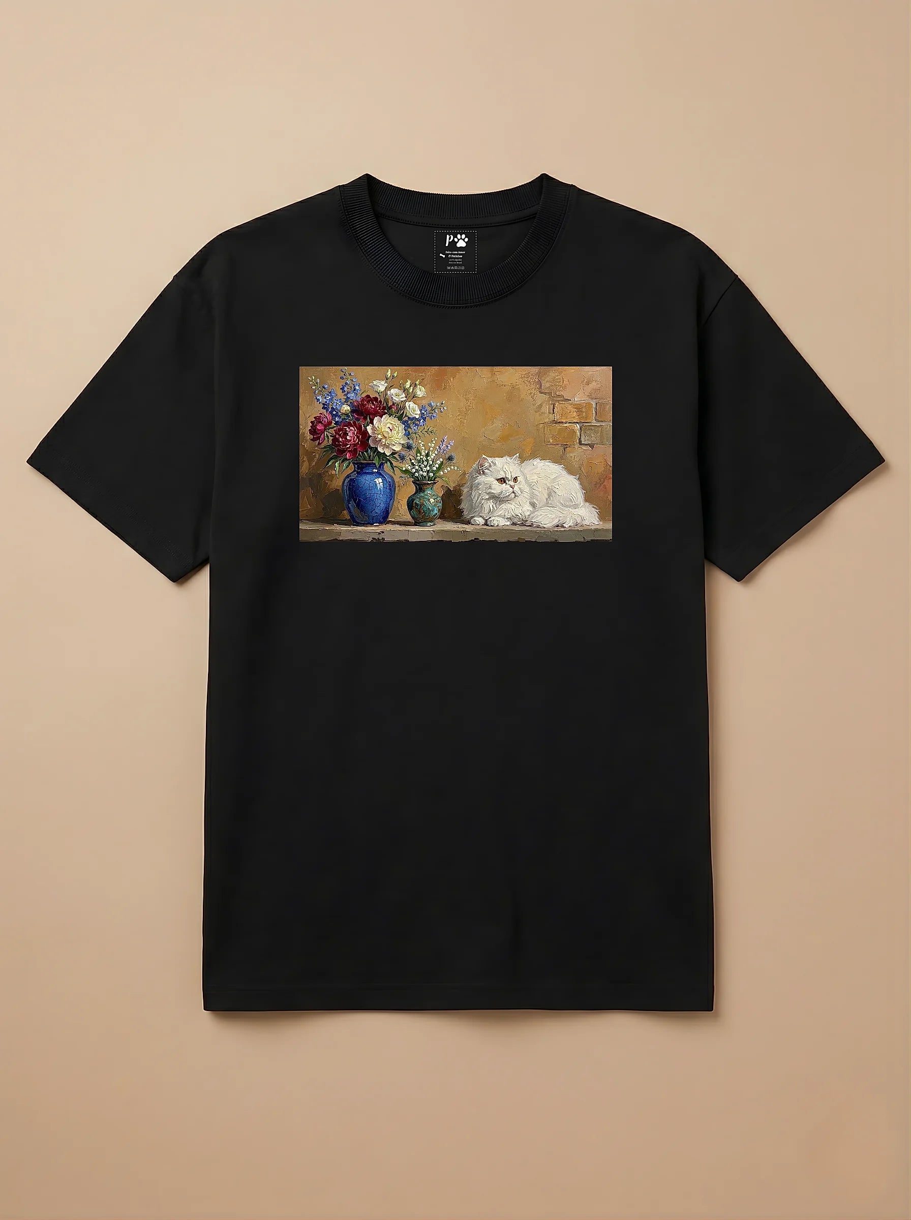 Camisa Pets em Impasto - Gato Persa
