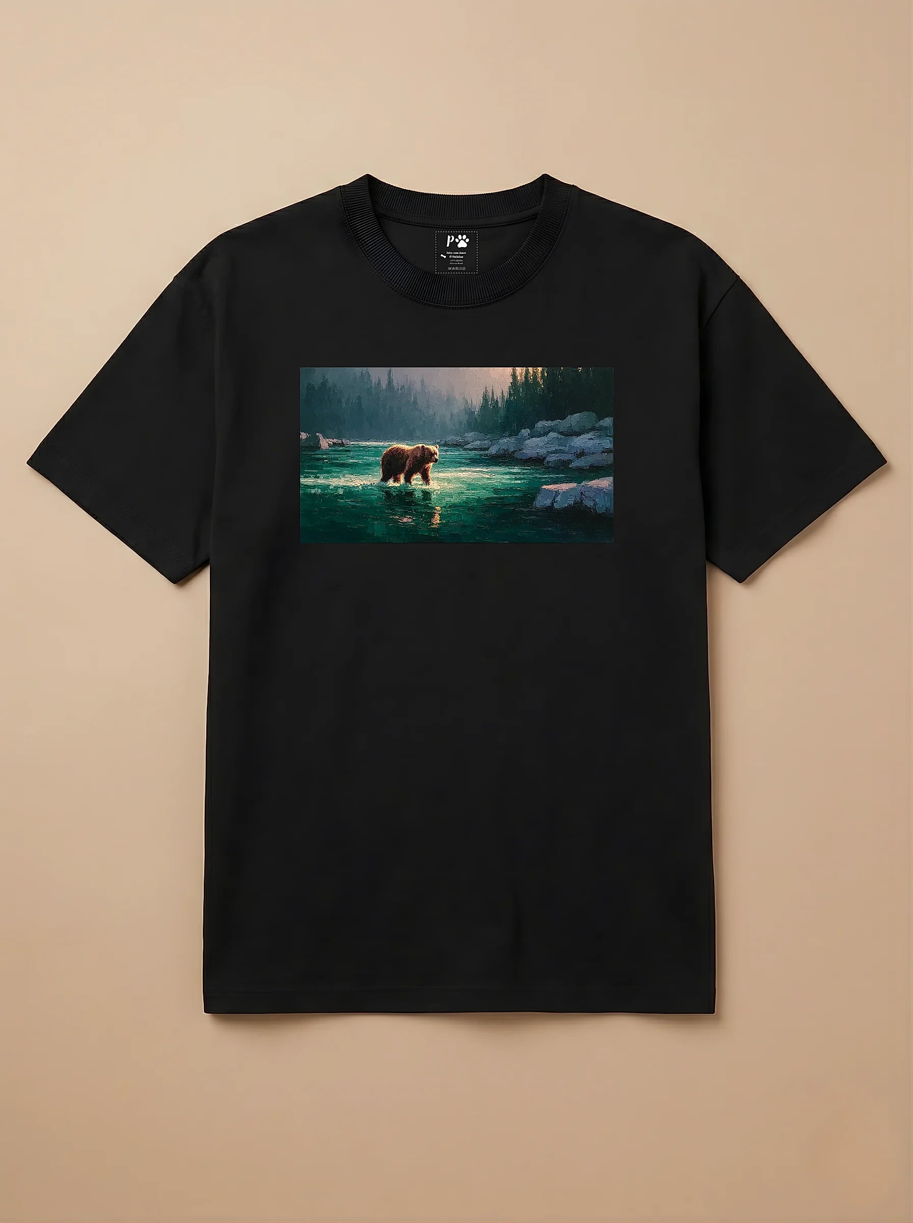 Camisa Pets em Impasto - Urso Marrom