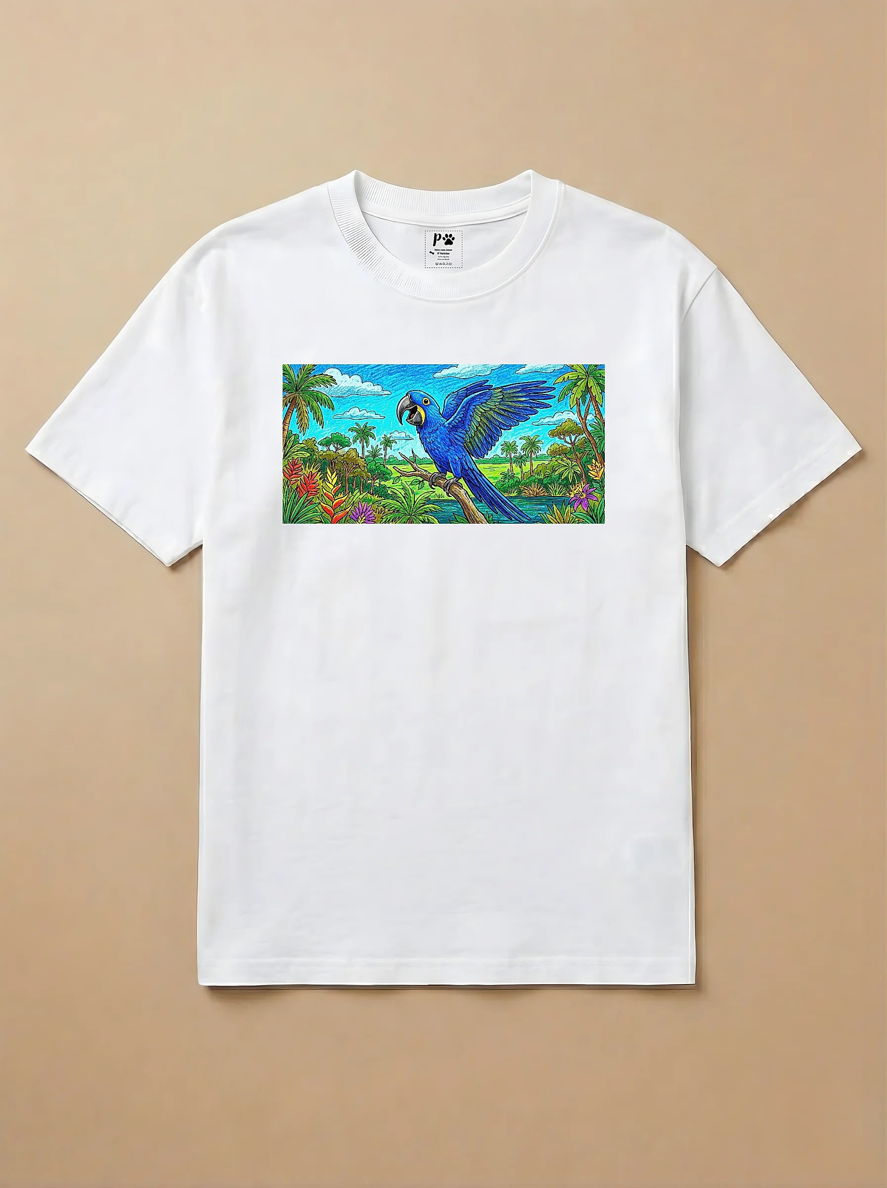 Camisa Pets em Giz - Arara Azul