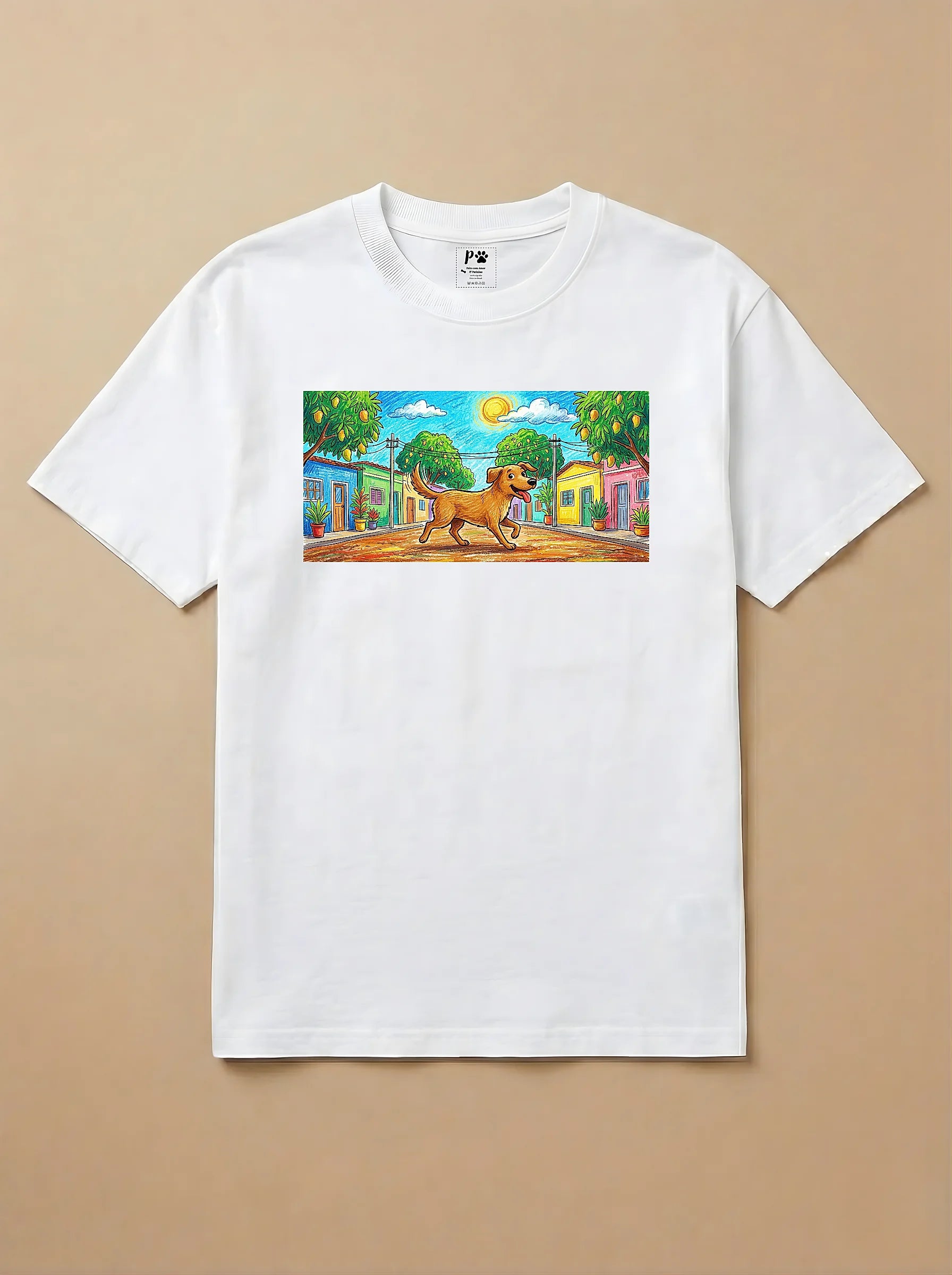 Camisa Pets em Giz - Caramelo