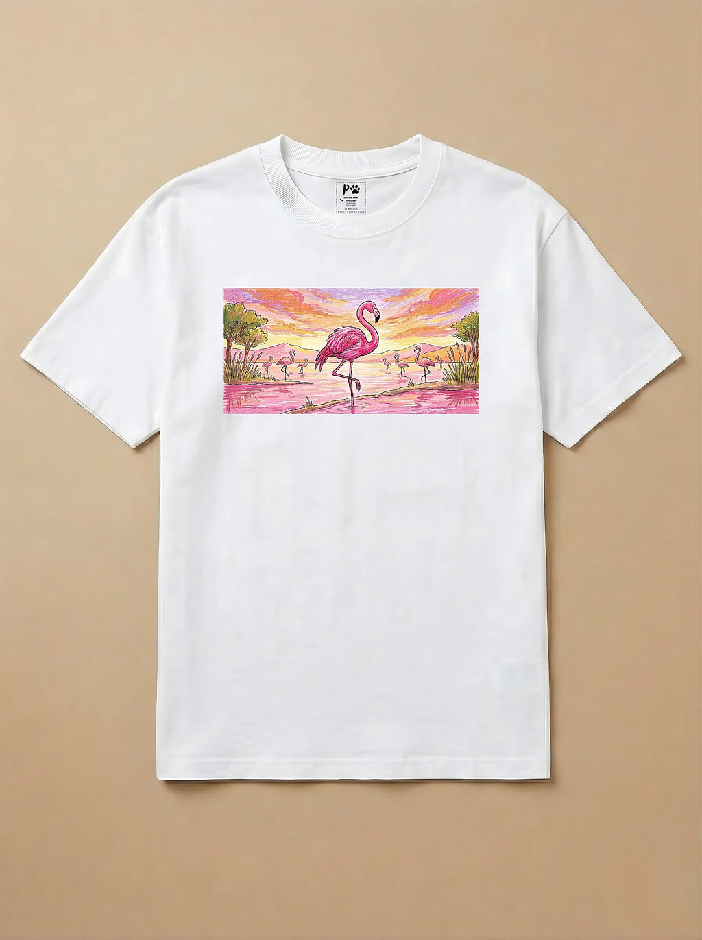 Camisa Pets em Giz - Flamingo