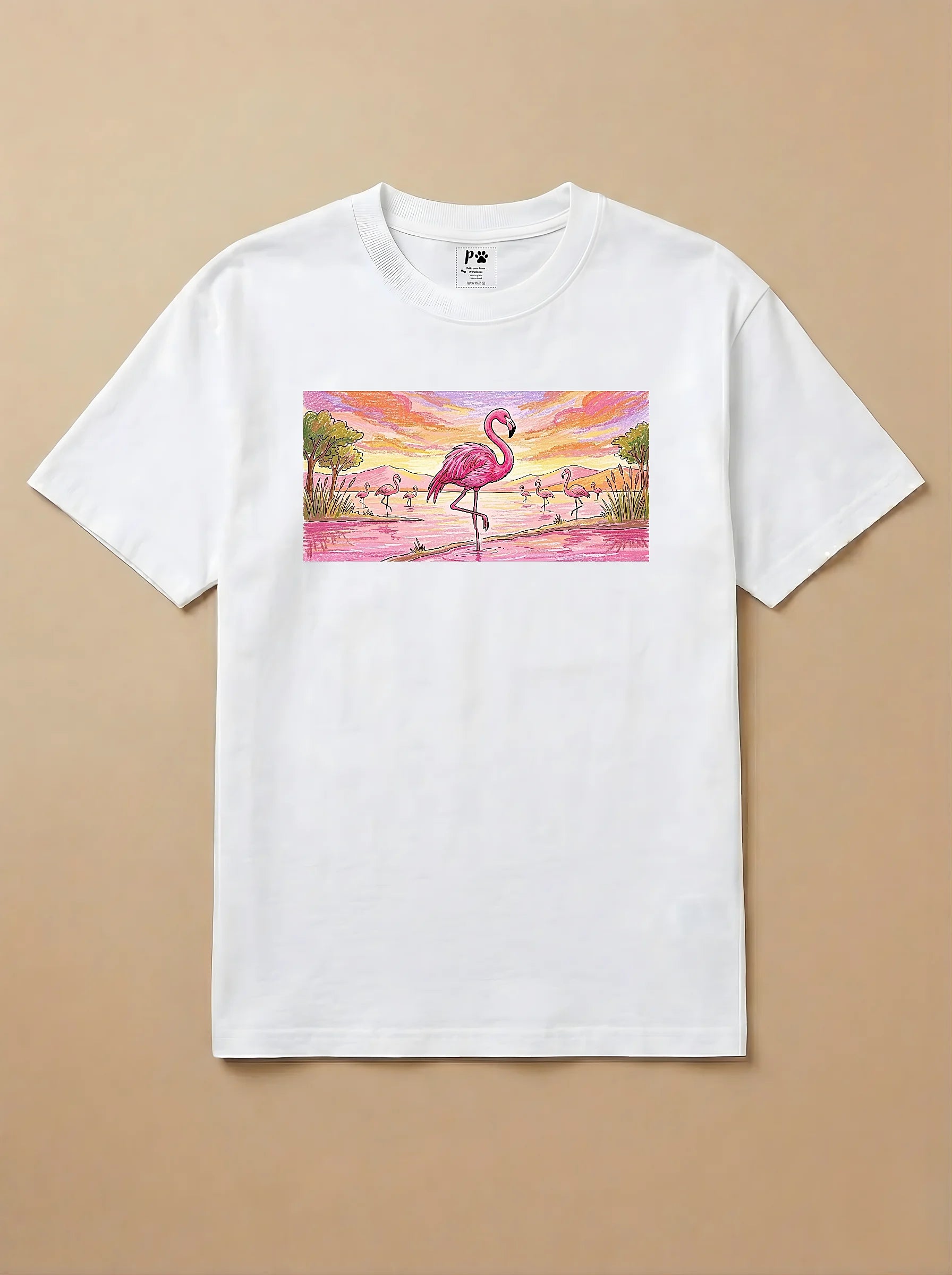 Camisa Pets em Giz - Flamingo