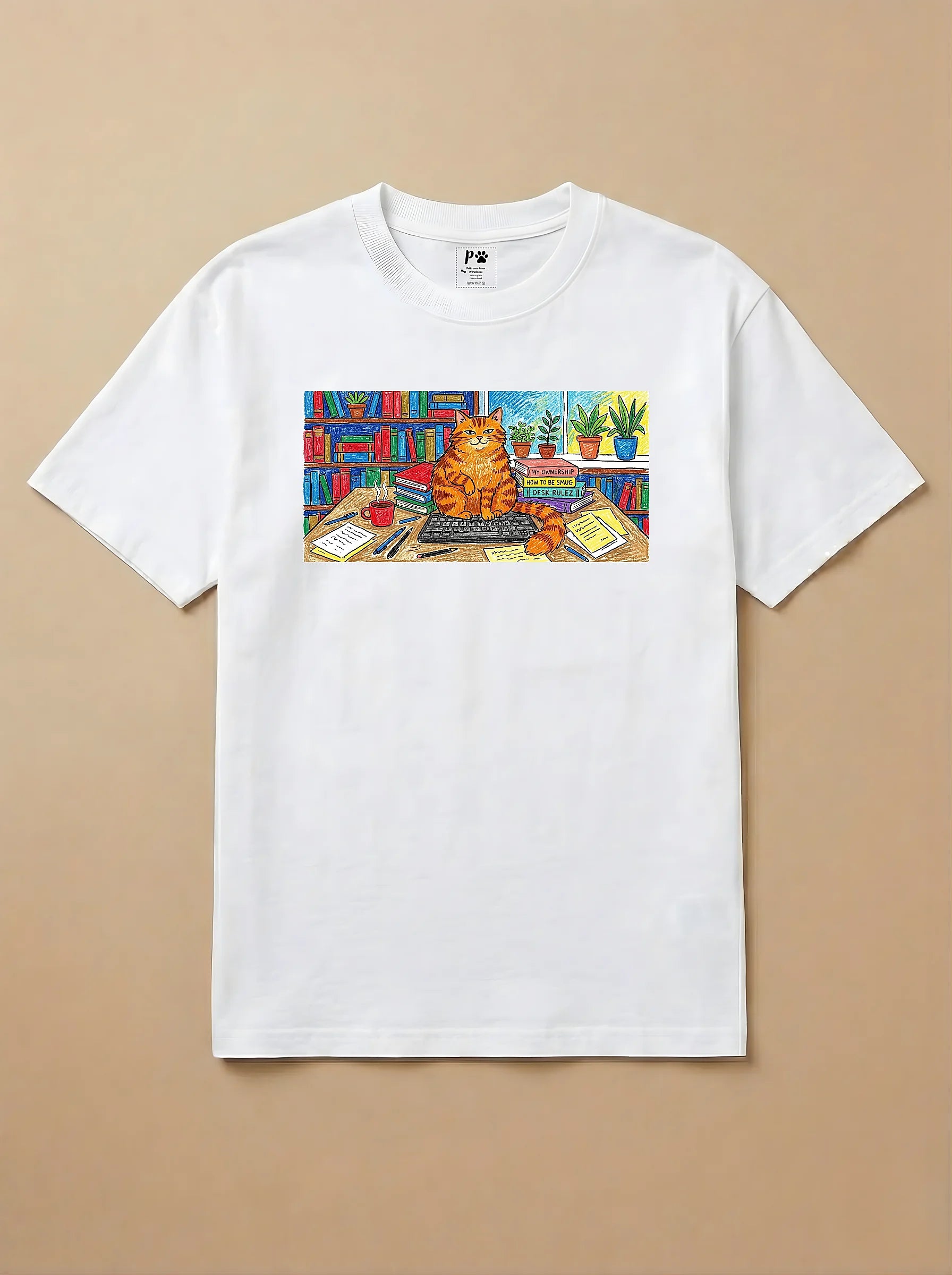Camisa Pets em Giz - Gato Laranja