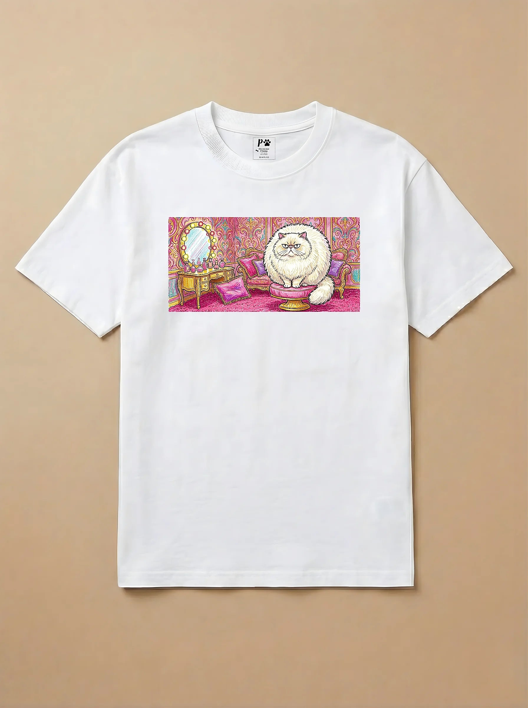 Camisa Pets em Giz - Gato Persa