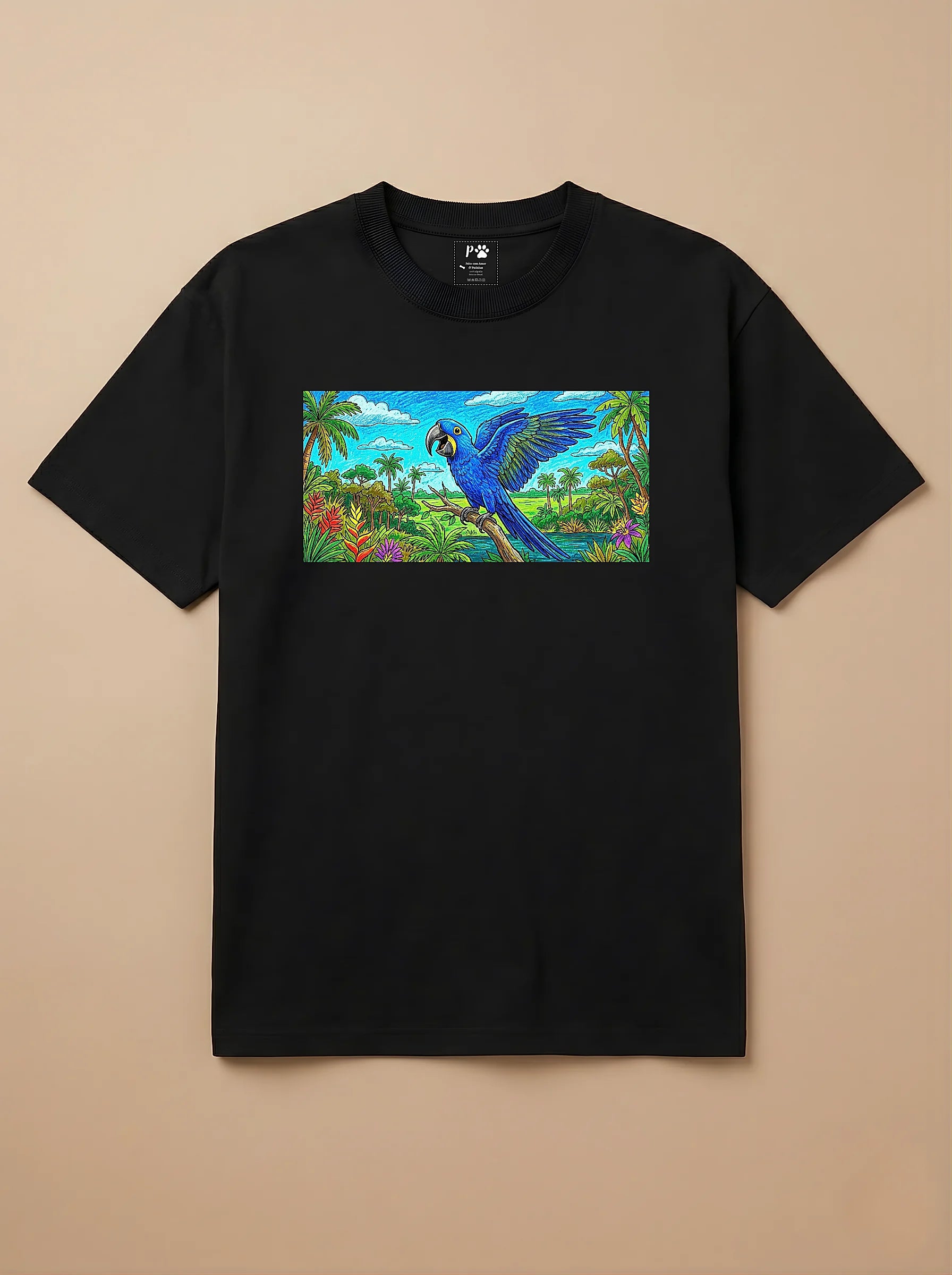 Camisa Pets em Giz - Arara Azul